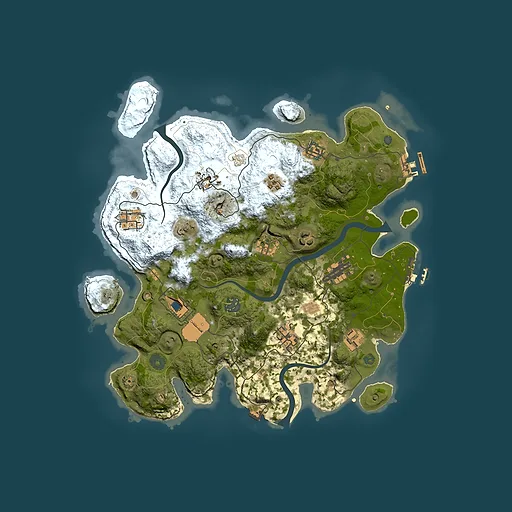 Rust map seed 64156631, 3600x3600m top-down preview