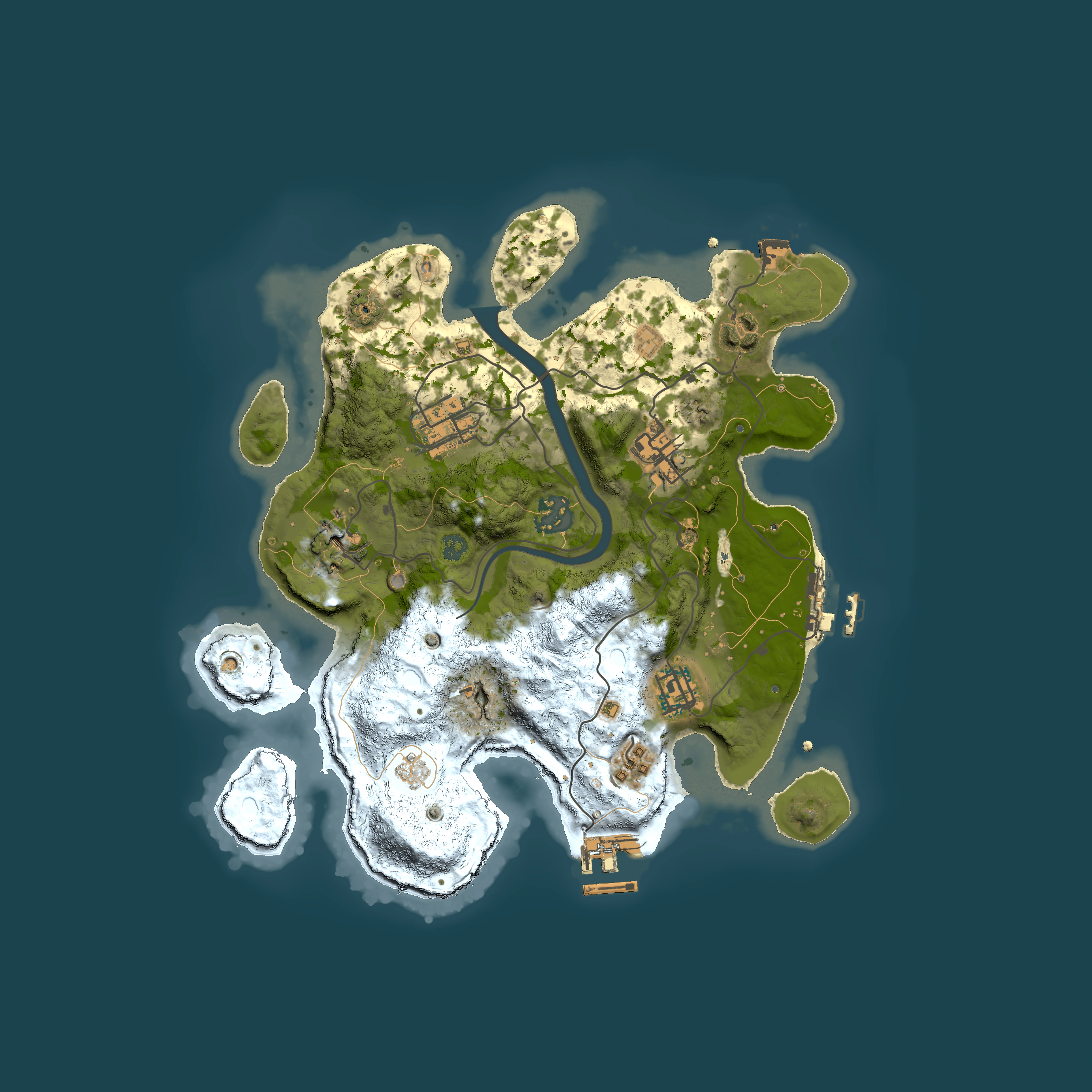 Full top-down render of Rust map seed 1375956895, 3000x3000m