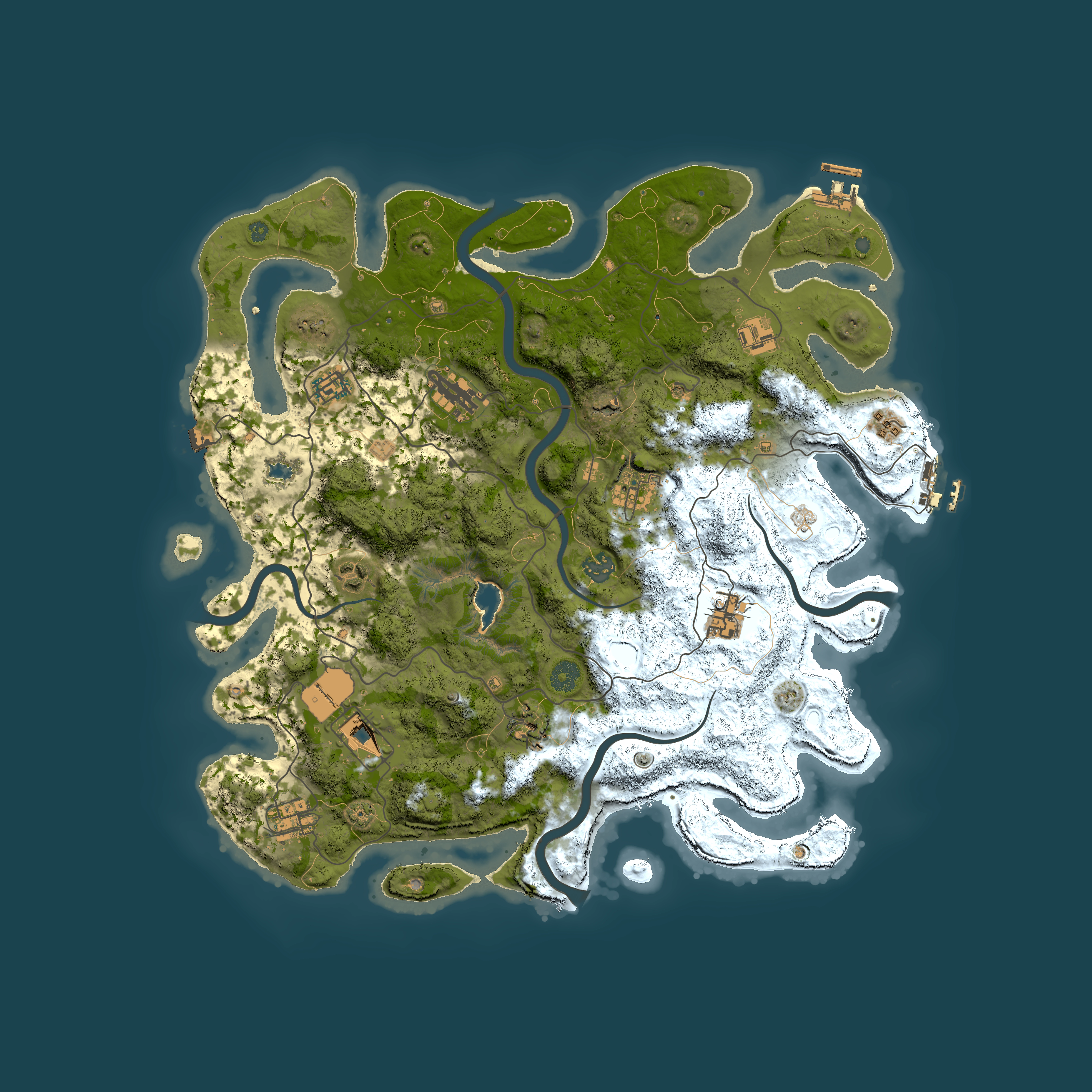 Full top-down render of Rust map seed 1115256287, 4200x4200m