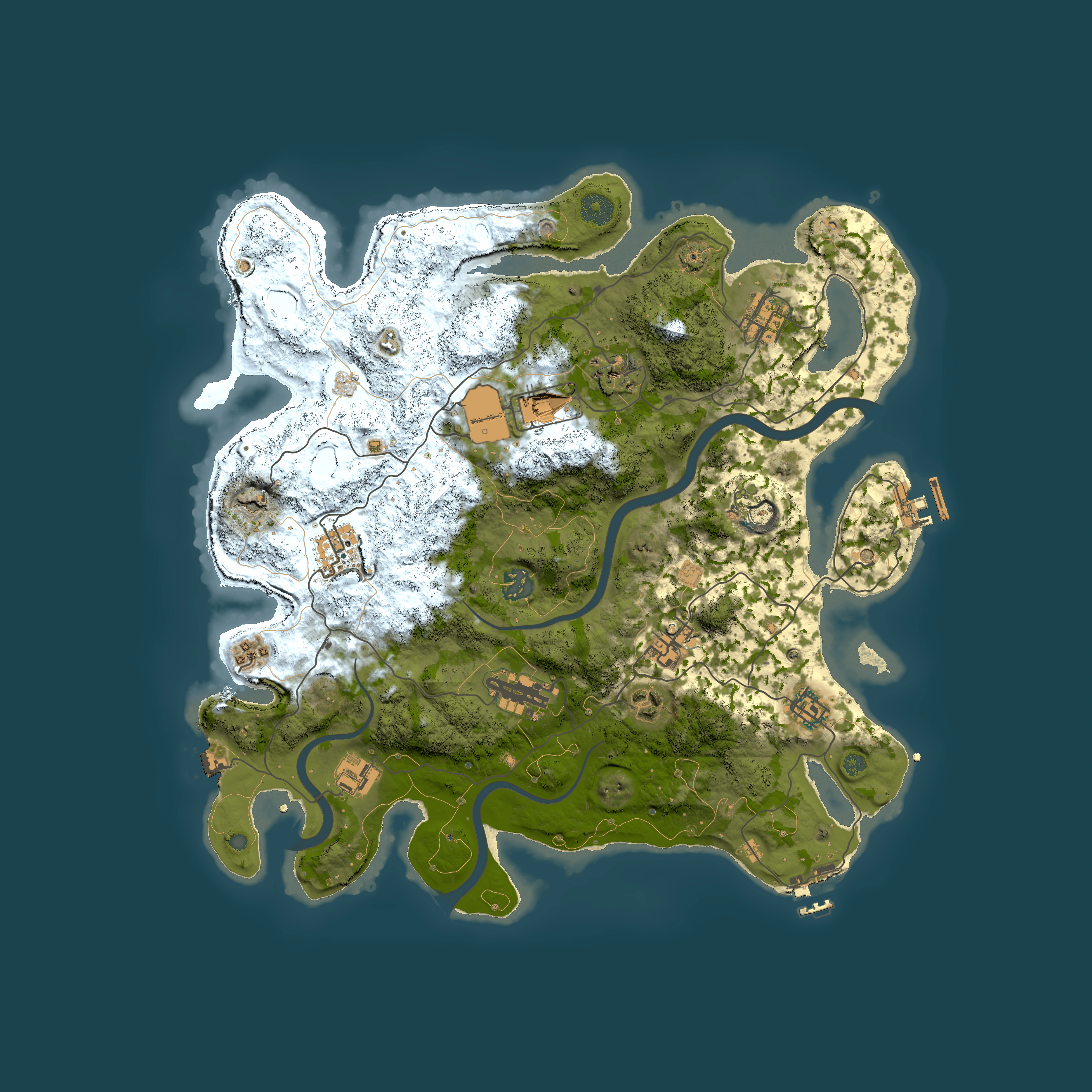 Full top-down render of Rust map seed 878425605, 3850x3850m