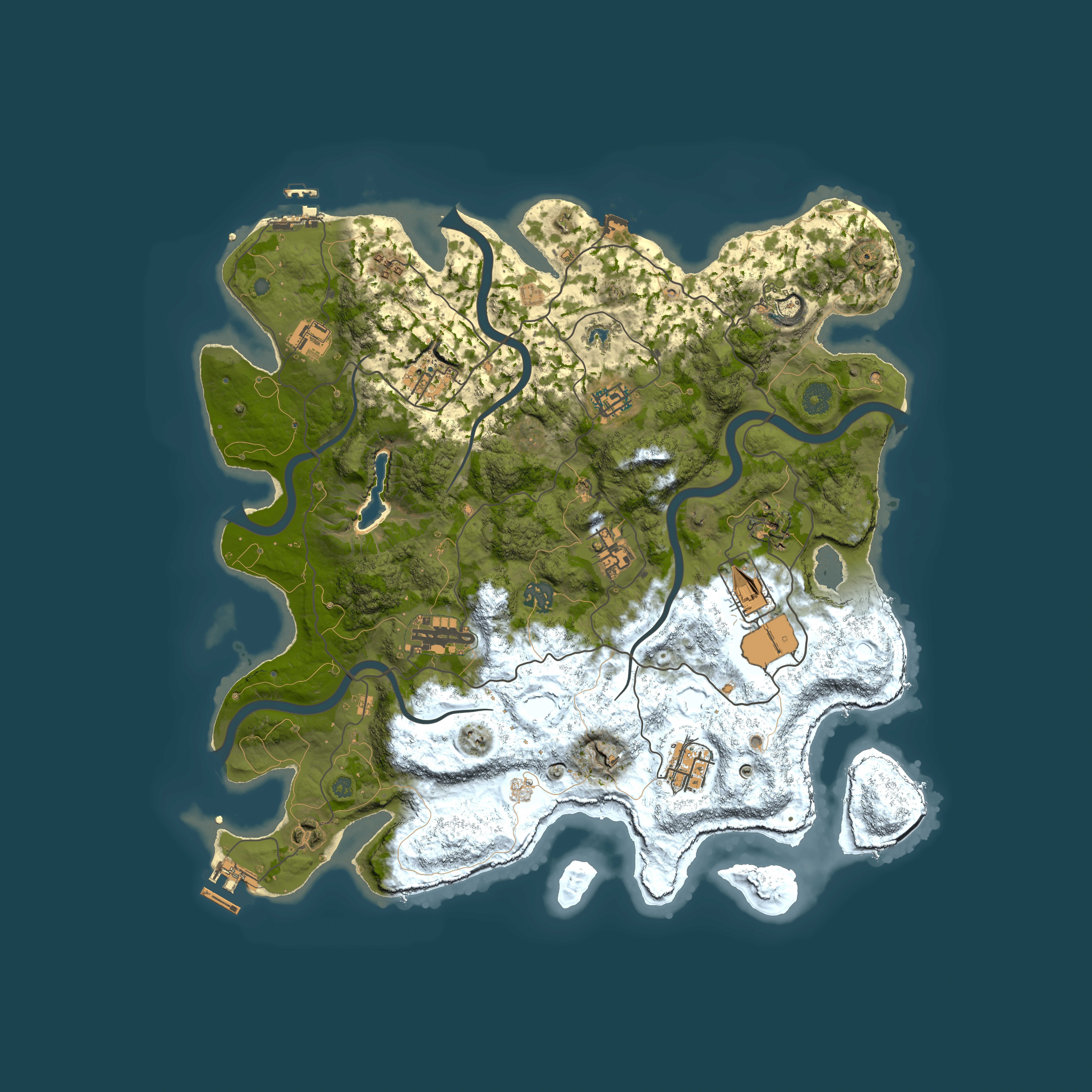 Full top-down render of Rust map seed 292591301, 4050x4050m