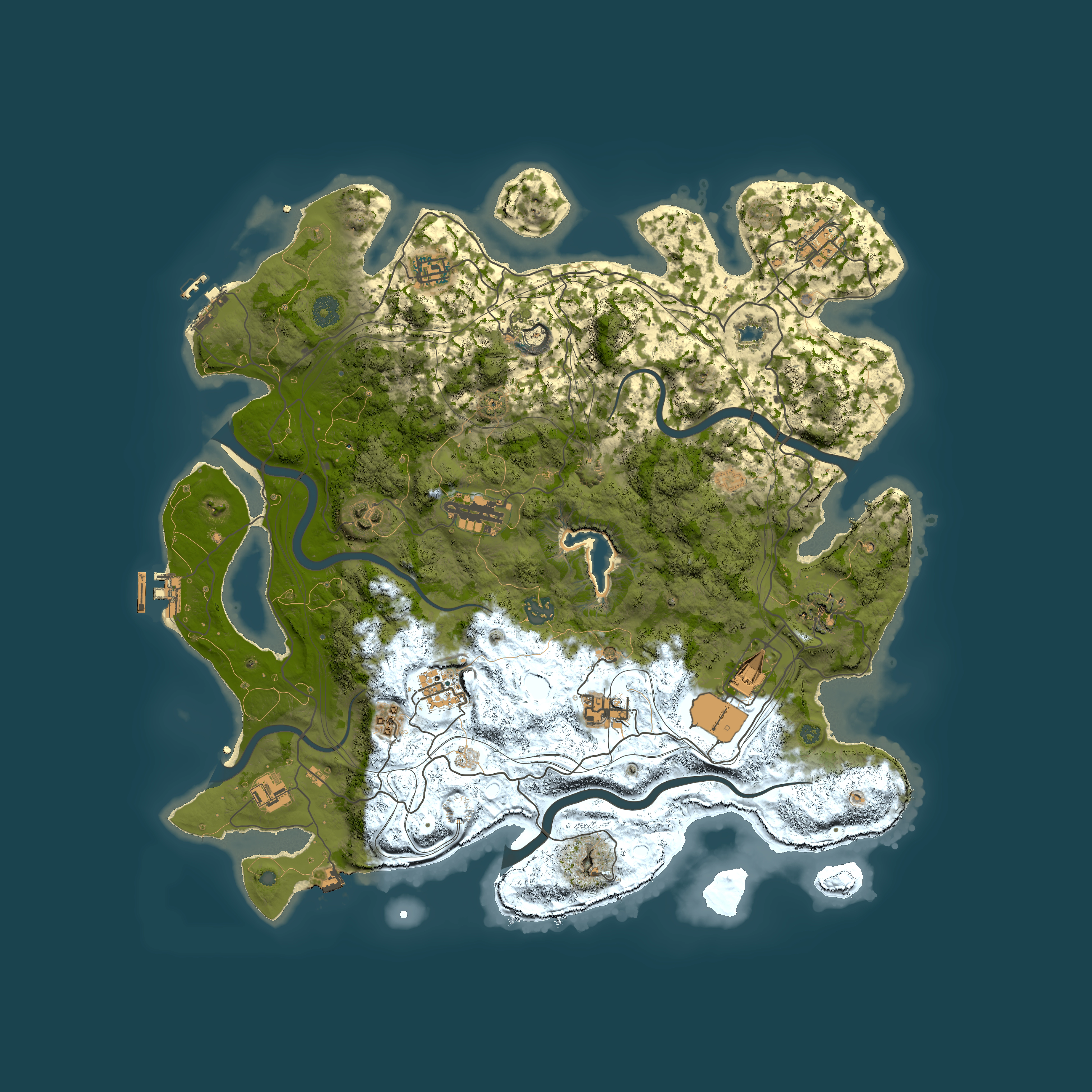 Full top-down render of Rust map seed 0, 4250x4250m
