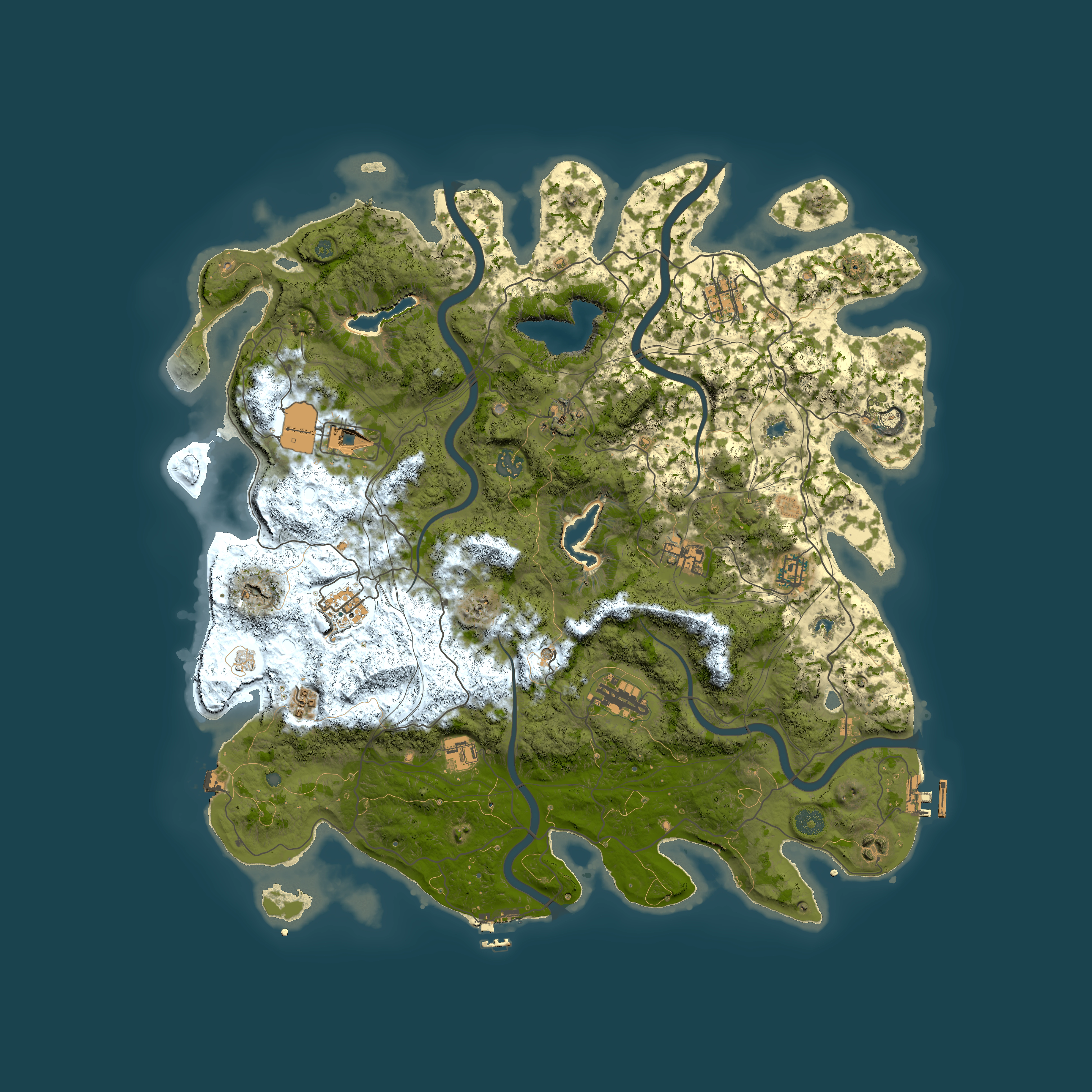 Full top-down render of Rust map seed 658376007, 4600x4600m