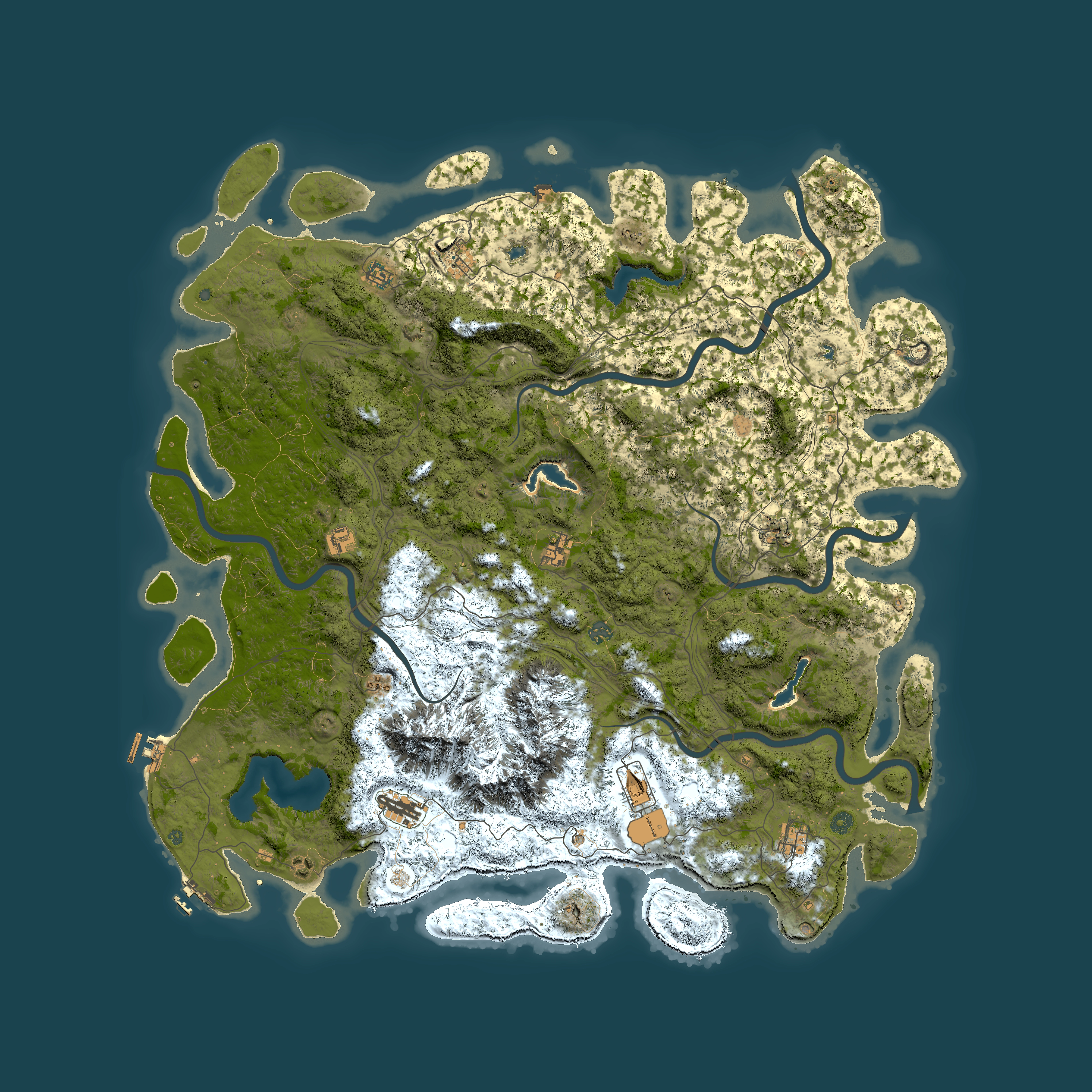 Full top-down render of Rust map seed 1319091240, 5750x5750m