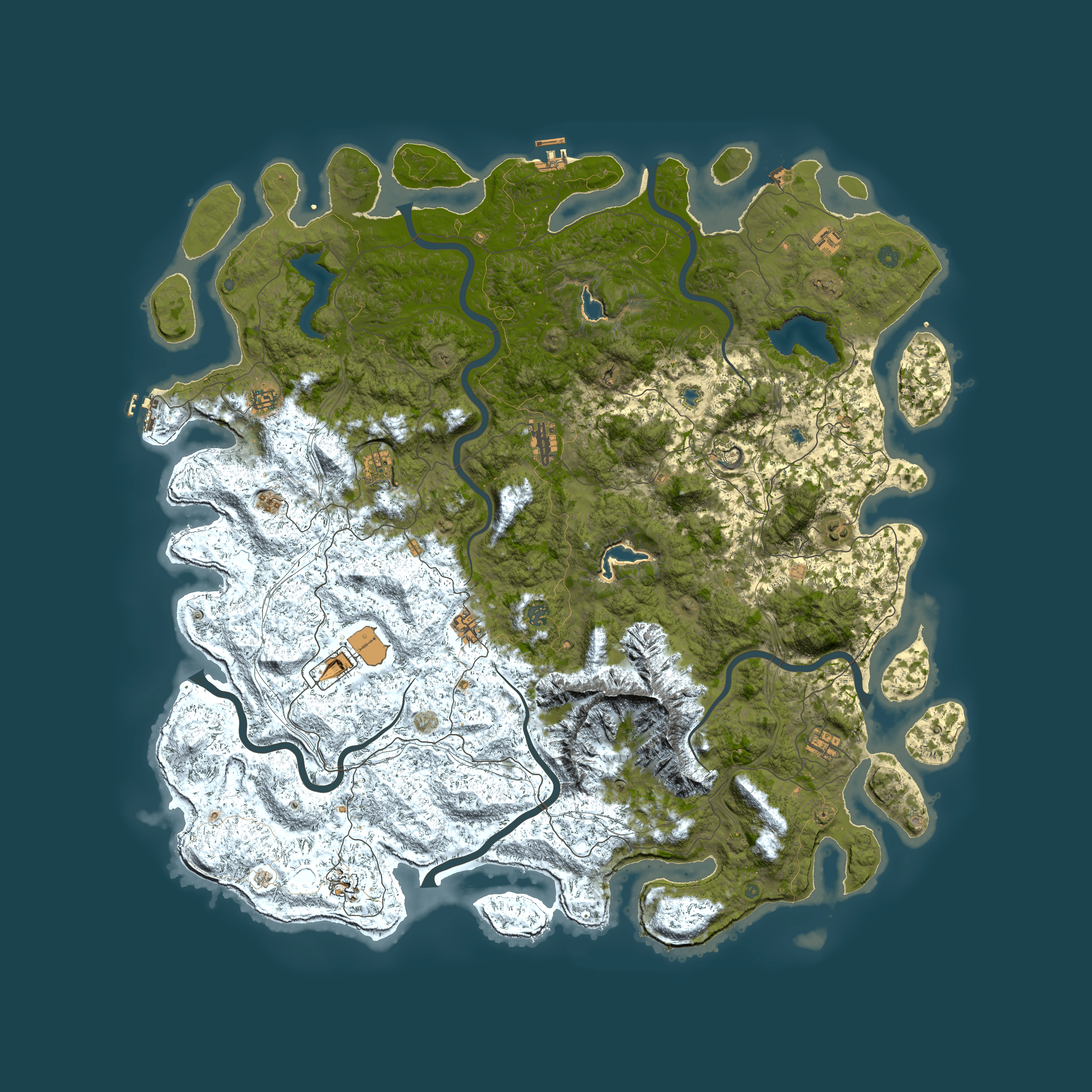 Full top-down render of Rust map seed 1266754280, 6000x6000m