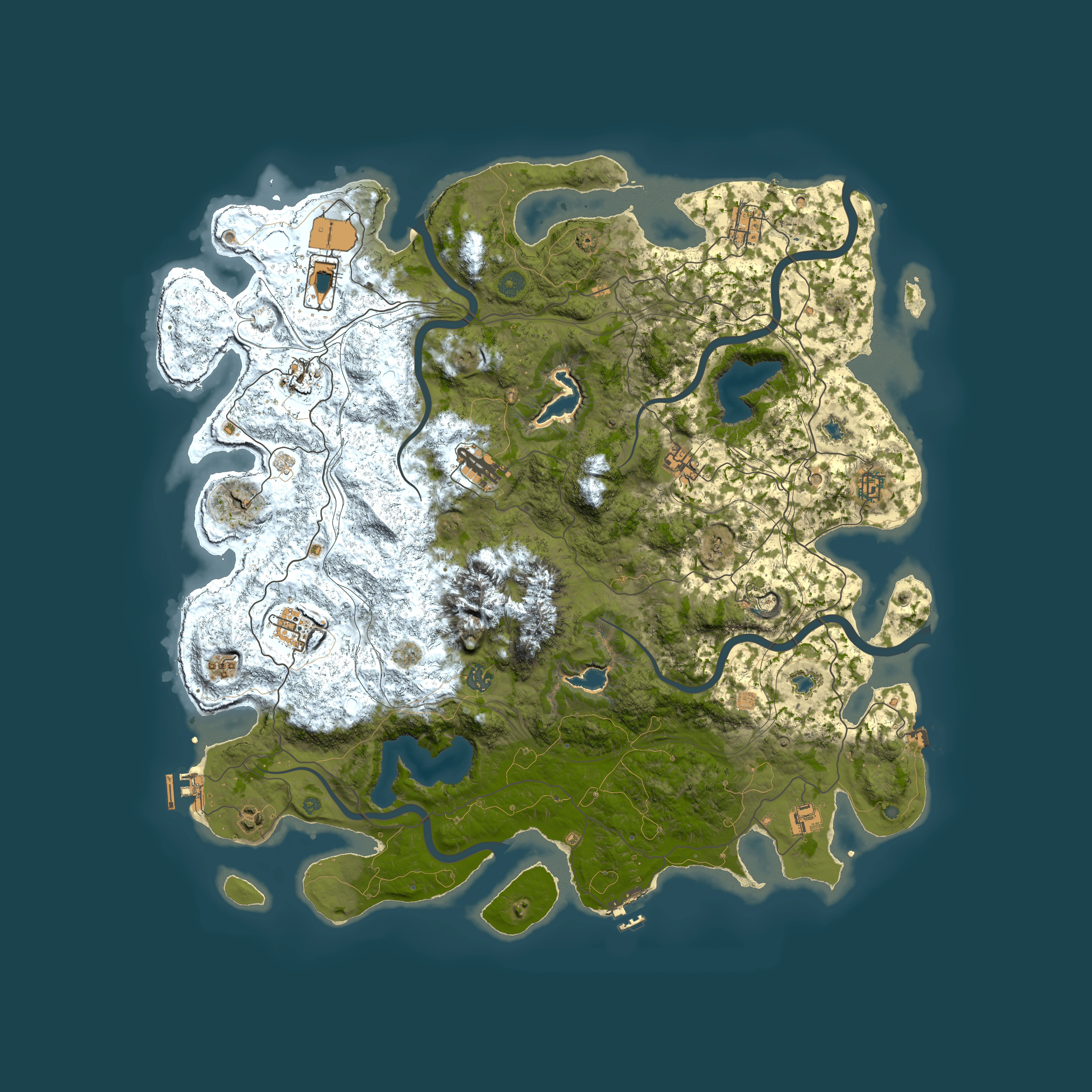 Full top-down render of Rust map seed 355087425, 5000x5000m