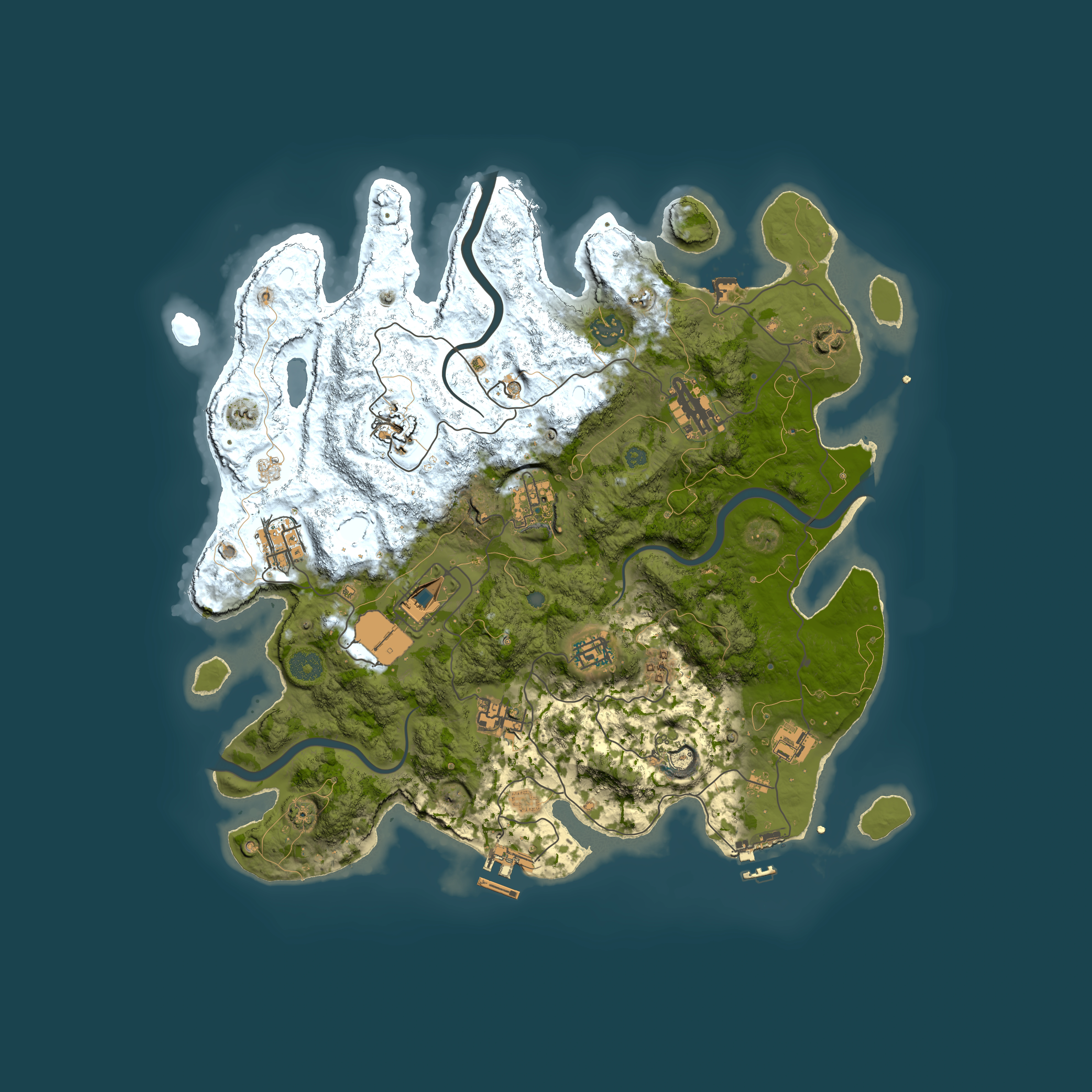 Full top-down render of Rust map seed 209950372, 3950x3950m