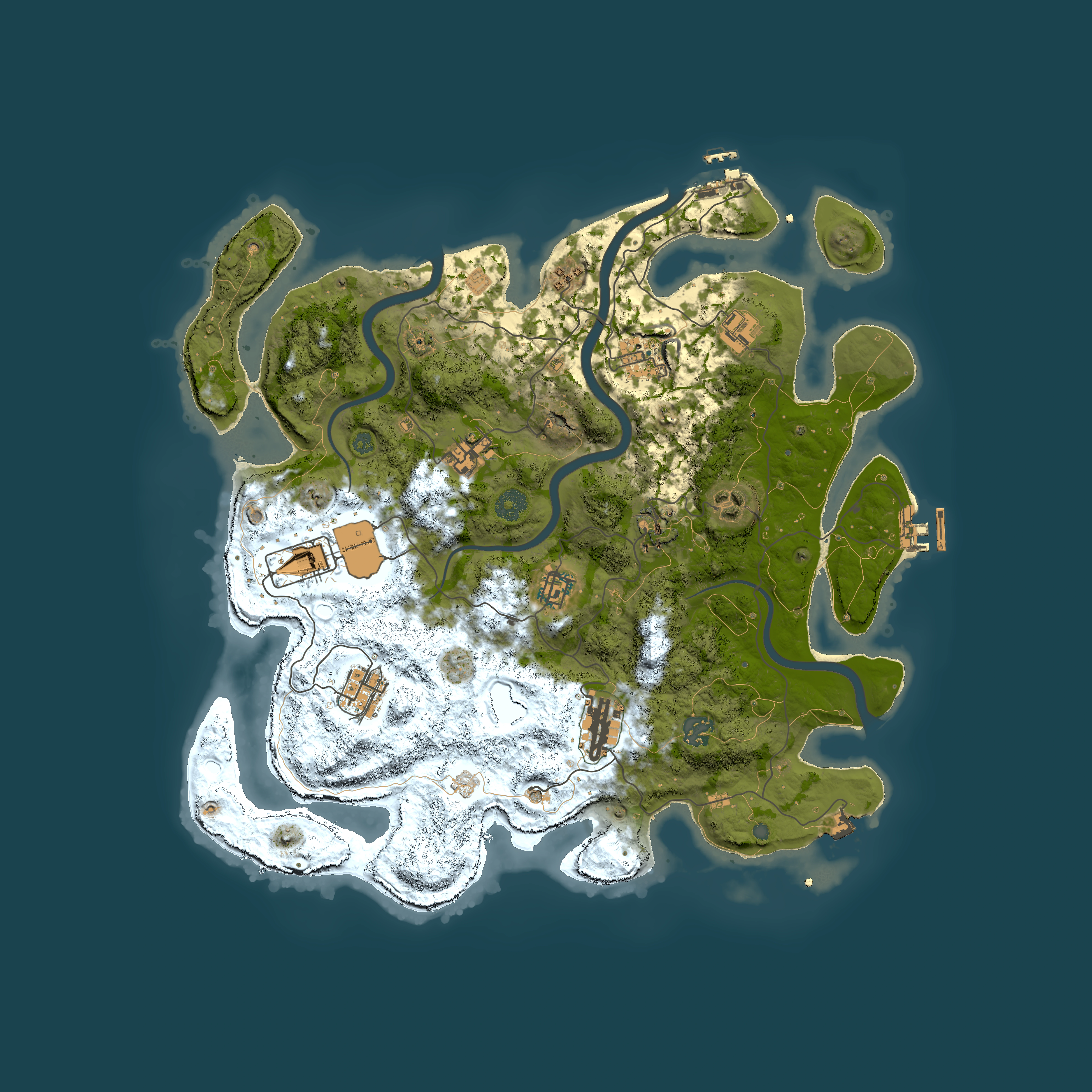 Full top-down render of Rust map seed 1685867510, 3950x3950m