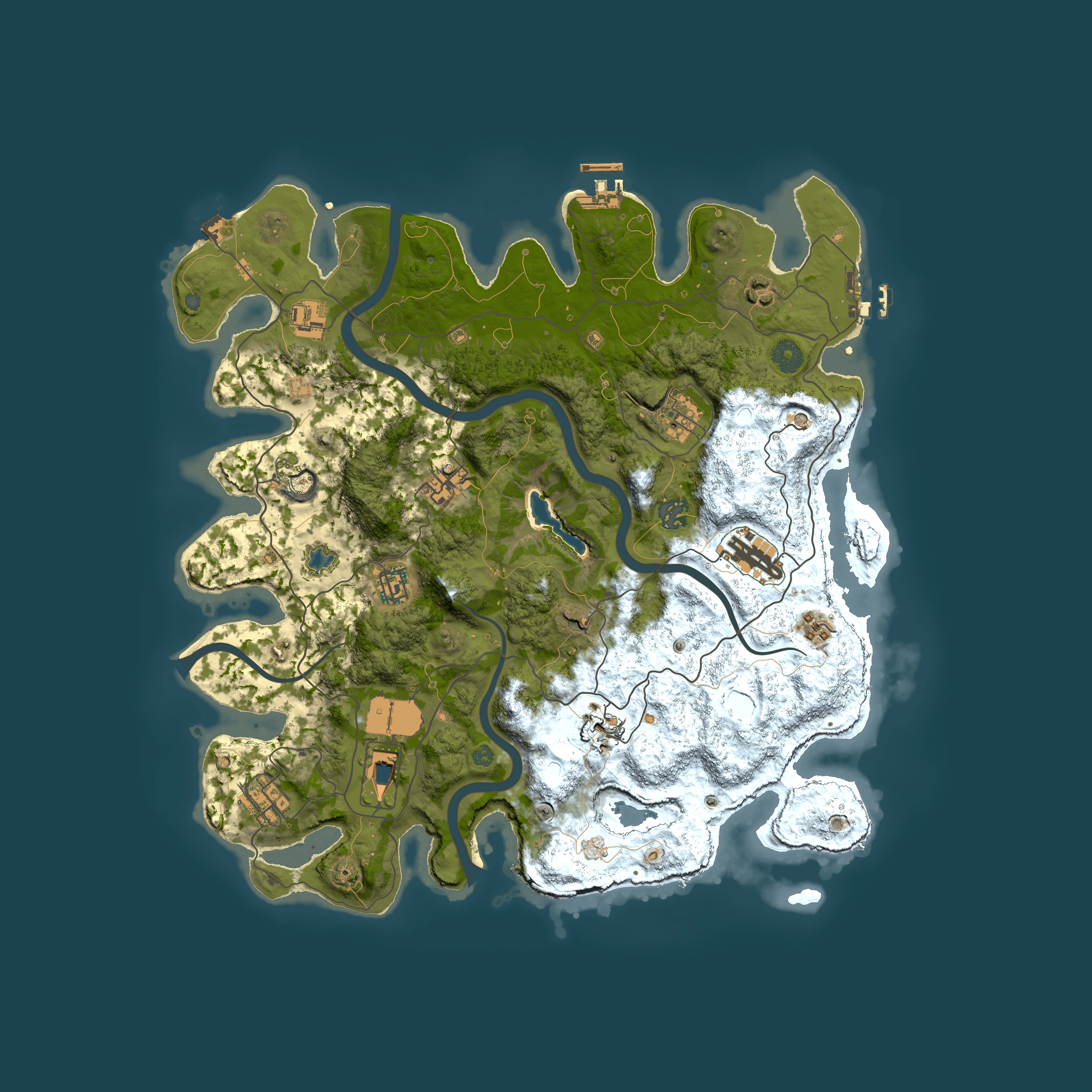 Full top-down render of Rust map seed 103583893, 4000x4000m