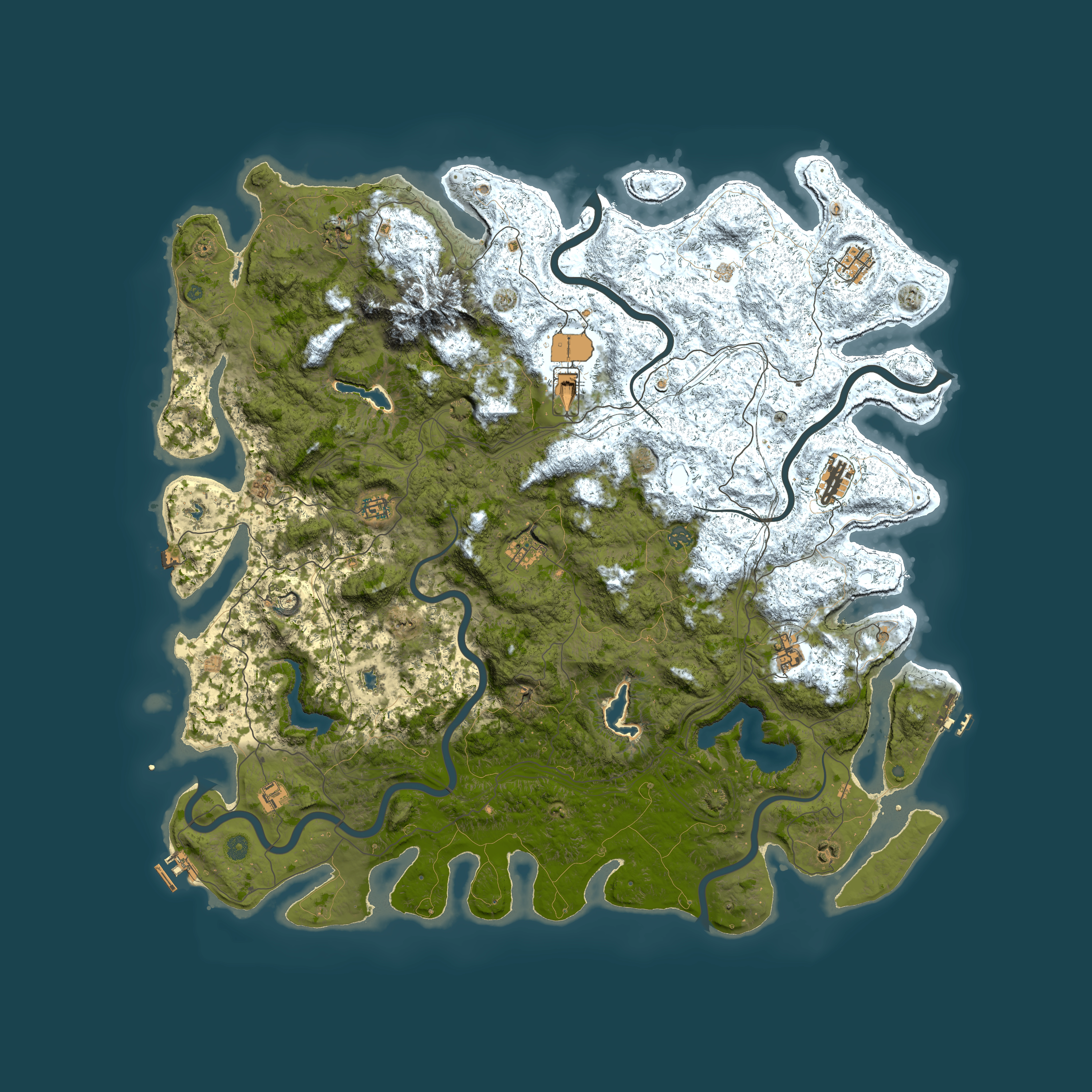 Full top-down render of Rust map seed 2086725064, 5600x5600m