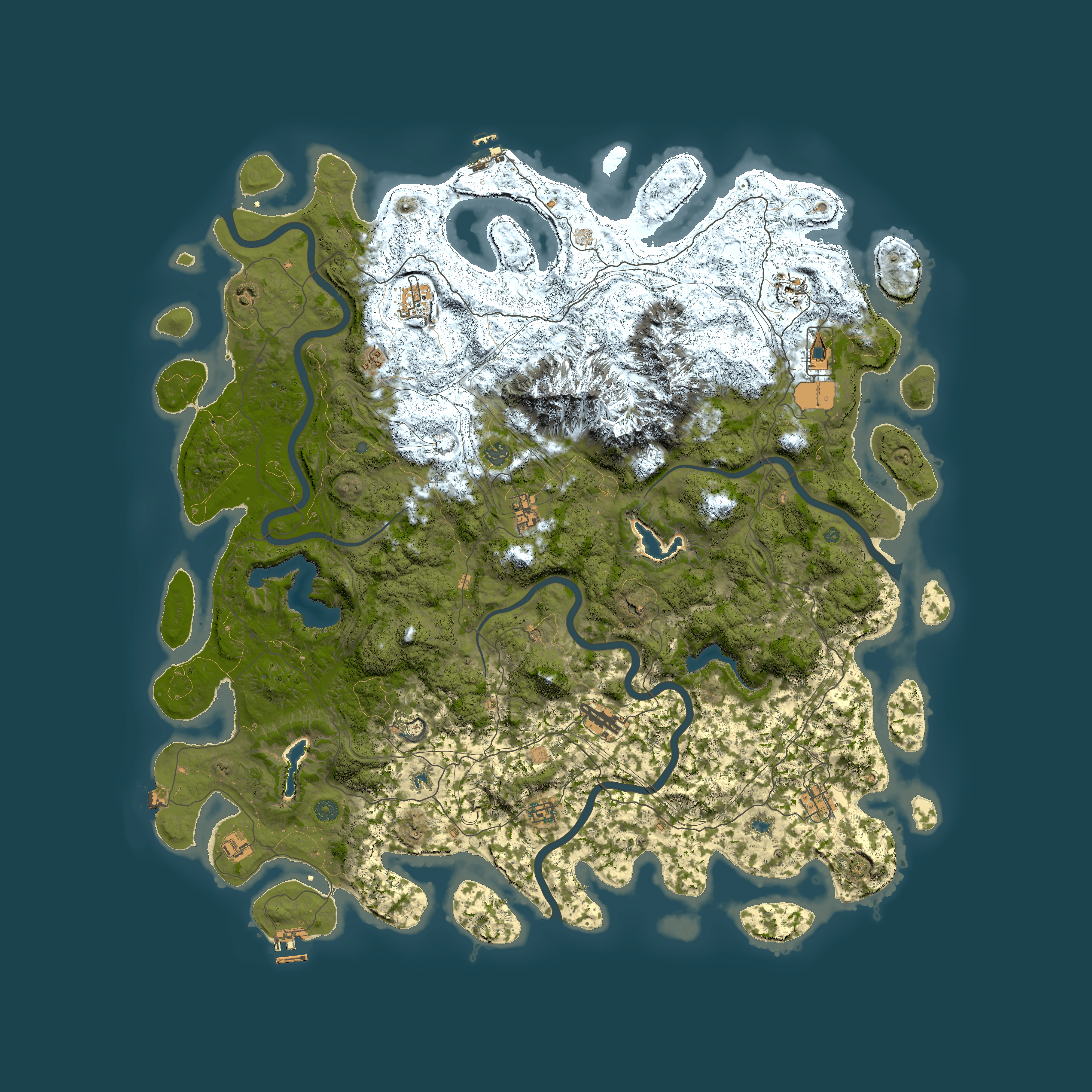 Full top-down render of Rust map seed 2145292127, 5600x5600m