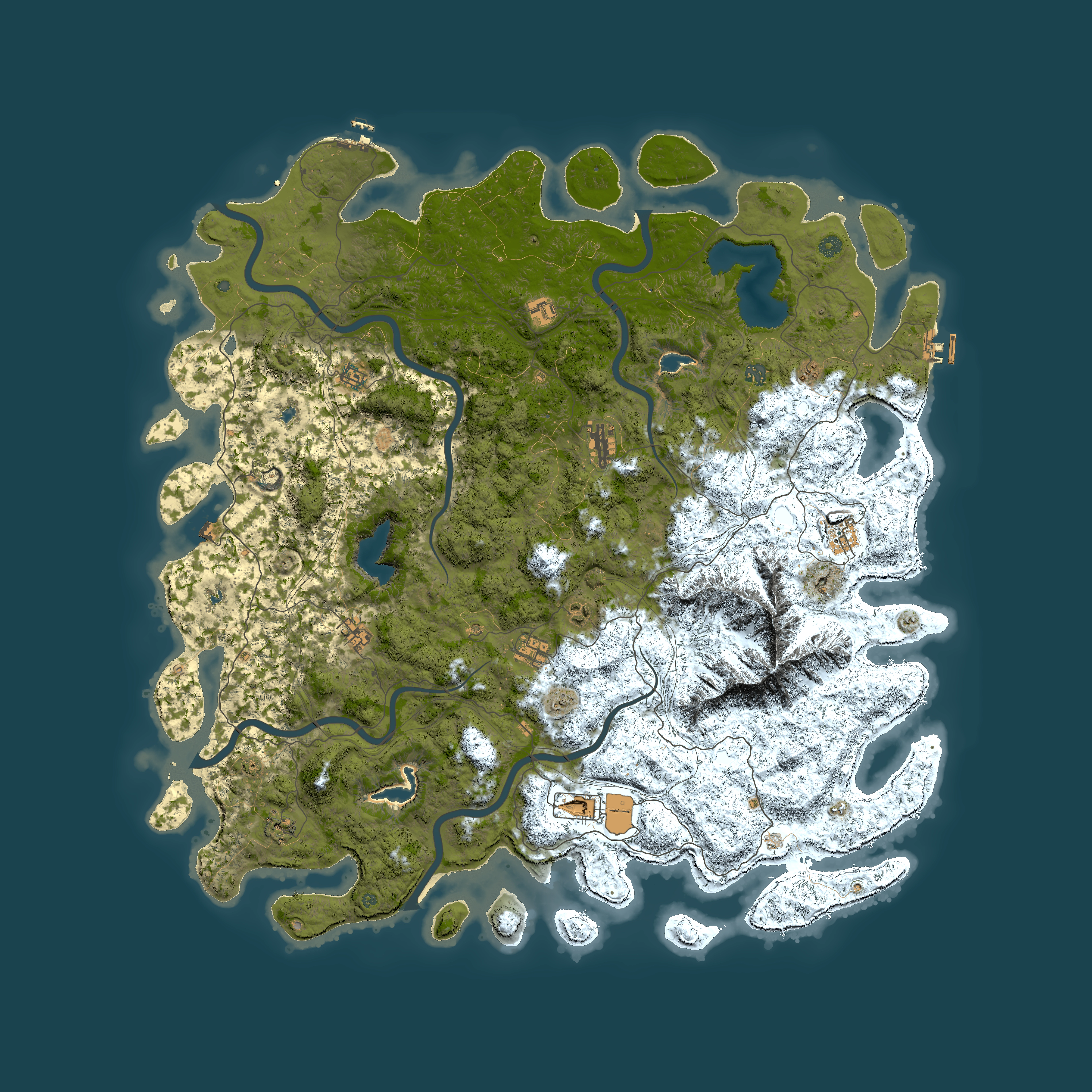 Full top-down render of Rust map seed 1226757468, 5850x5850m