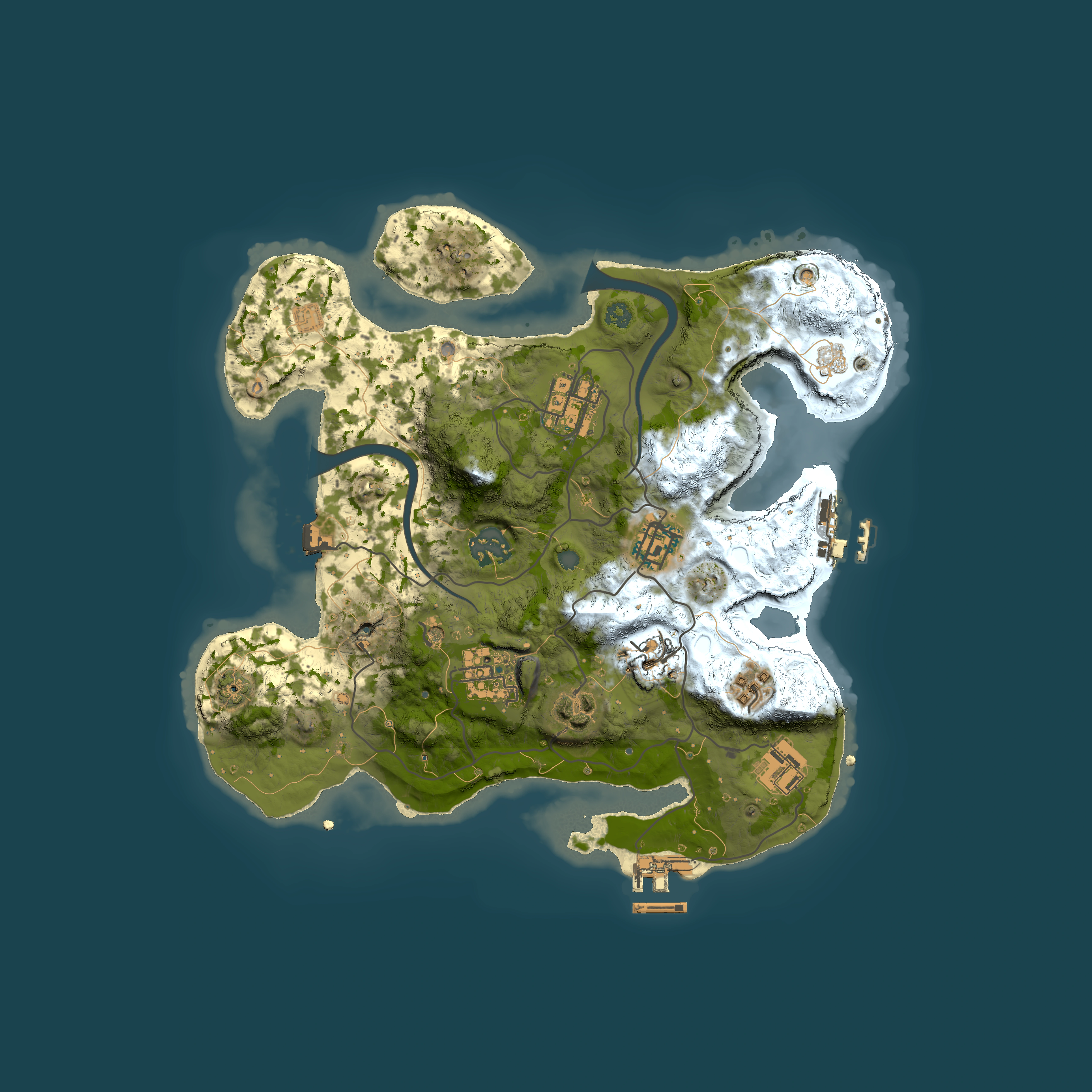Full top-down render of Rust map seed 756704577, 3000x3000m