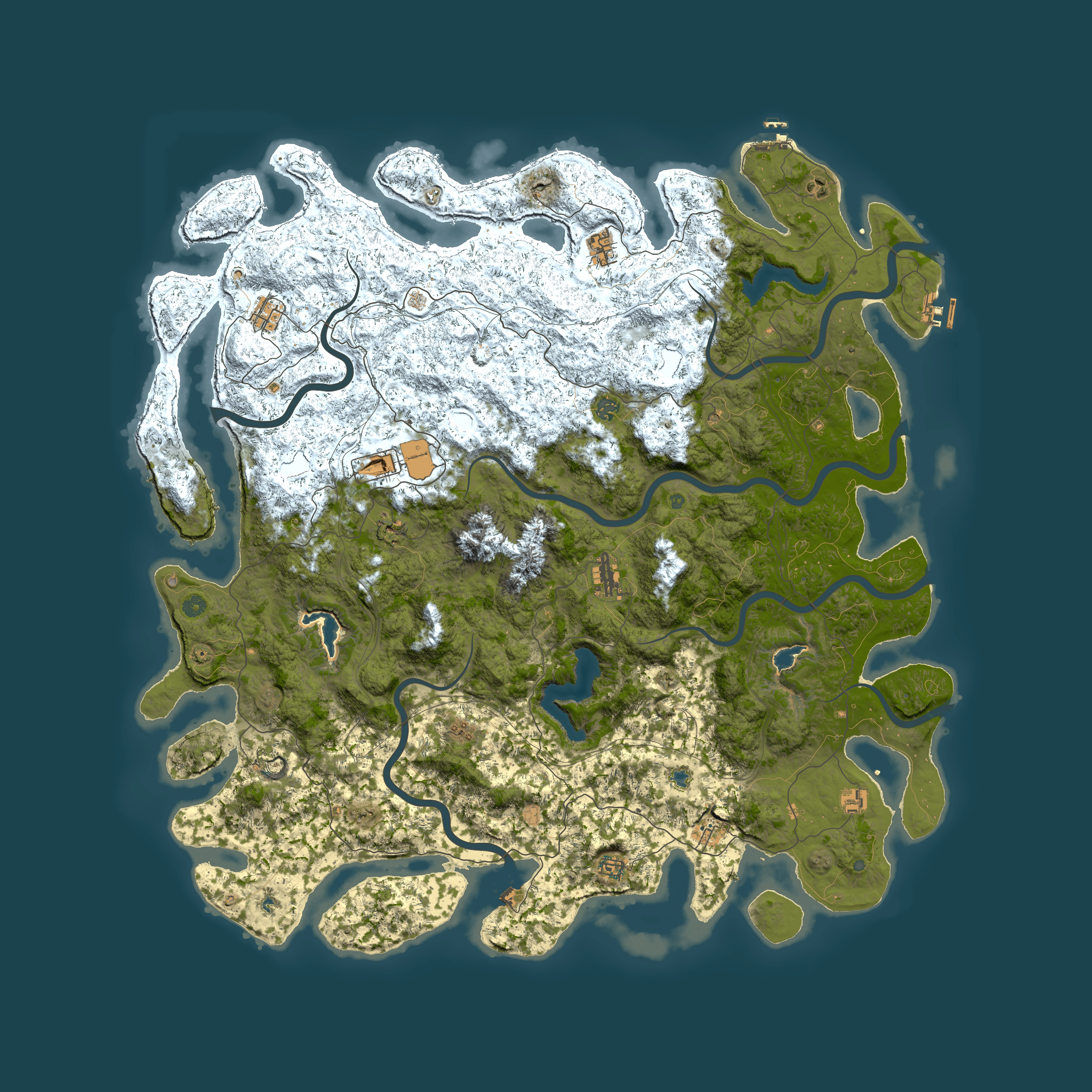 Full top-down render of Rust map seed 1836007543, 5850x5850m