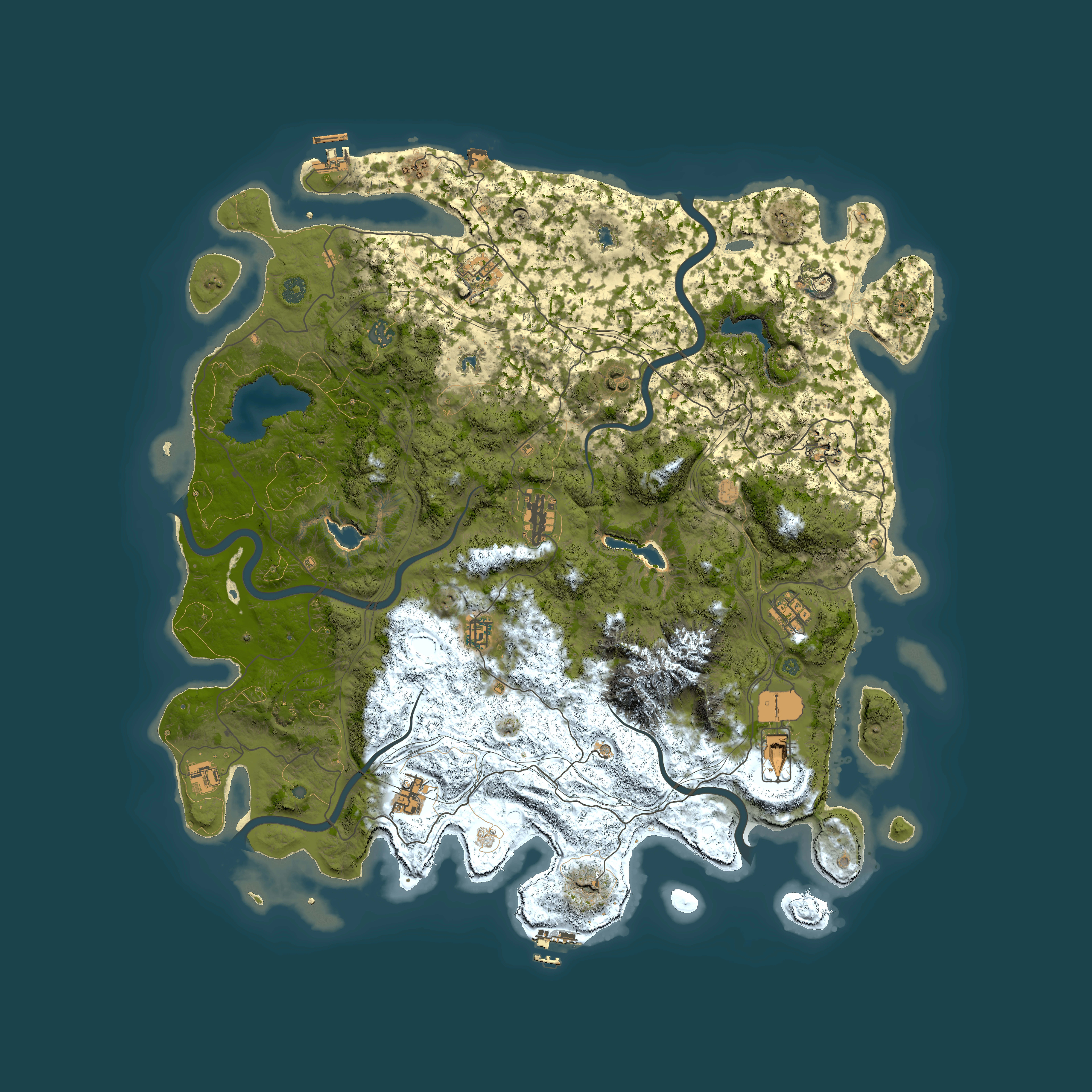Full top-down render of Rust map seed 414134973, 5050x5050m