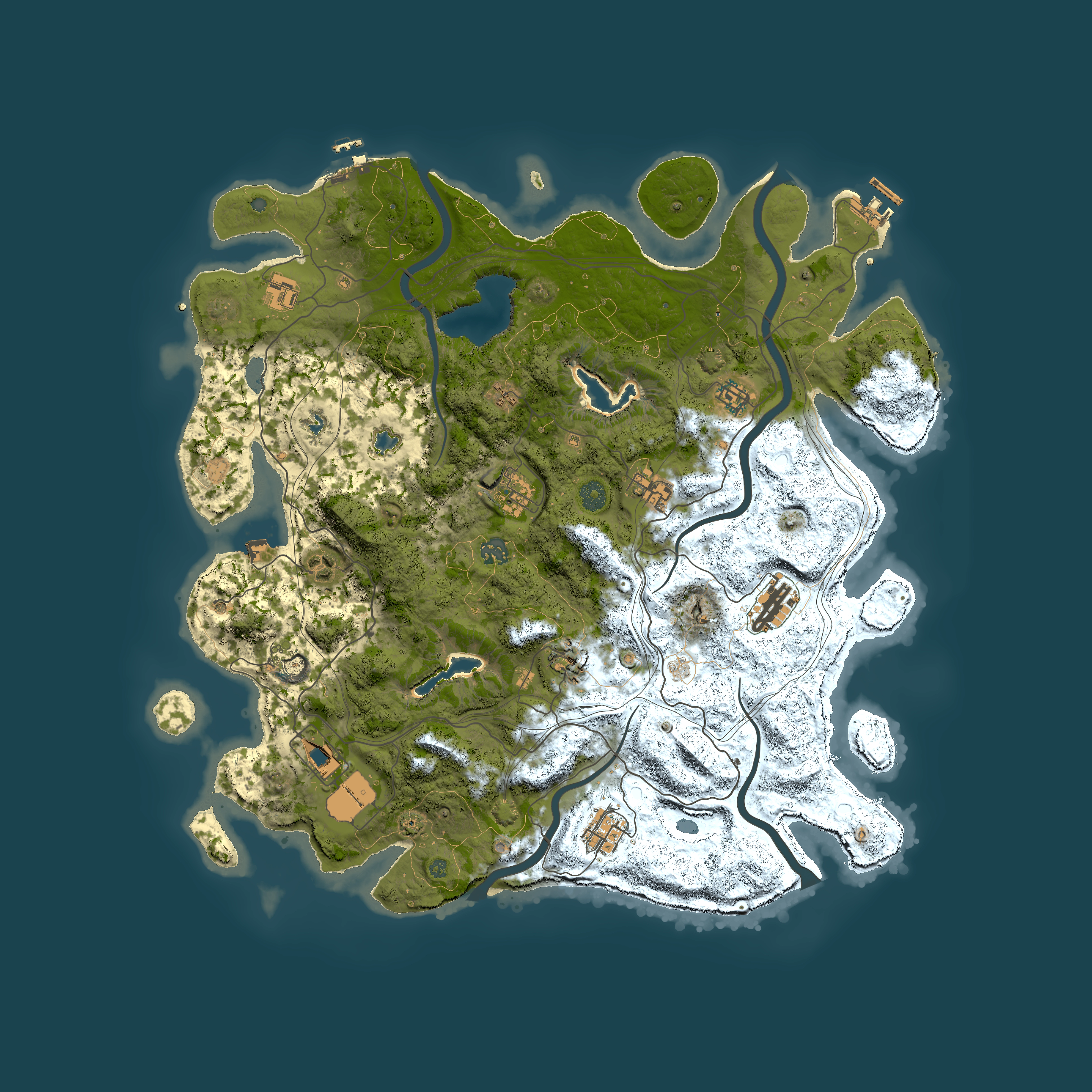 Full top-down render of Rust map seed 1361201746, 4550x4550m