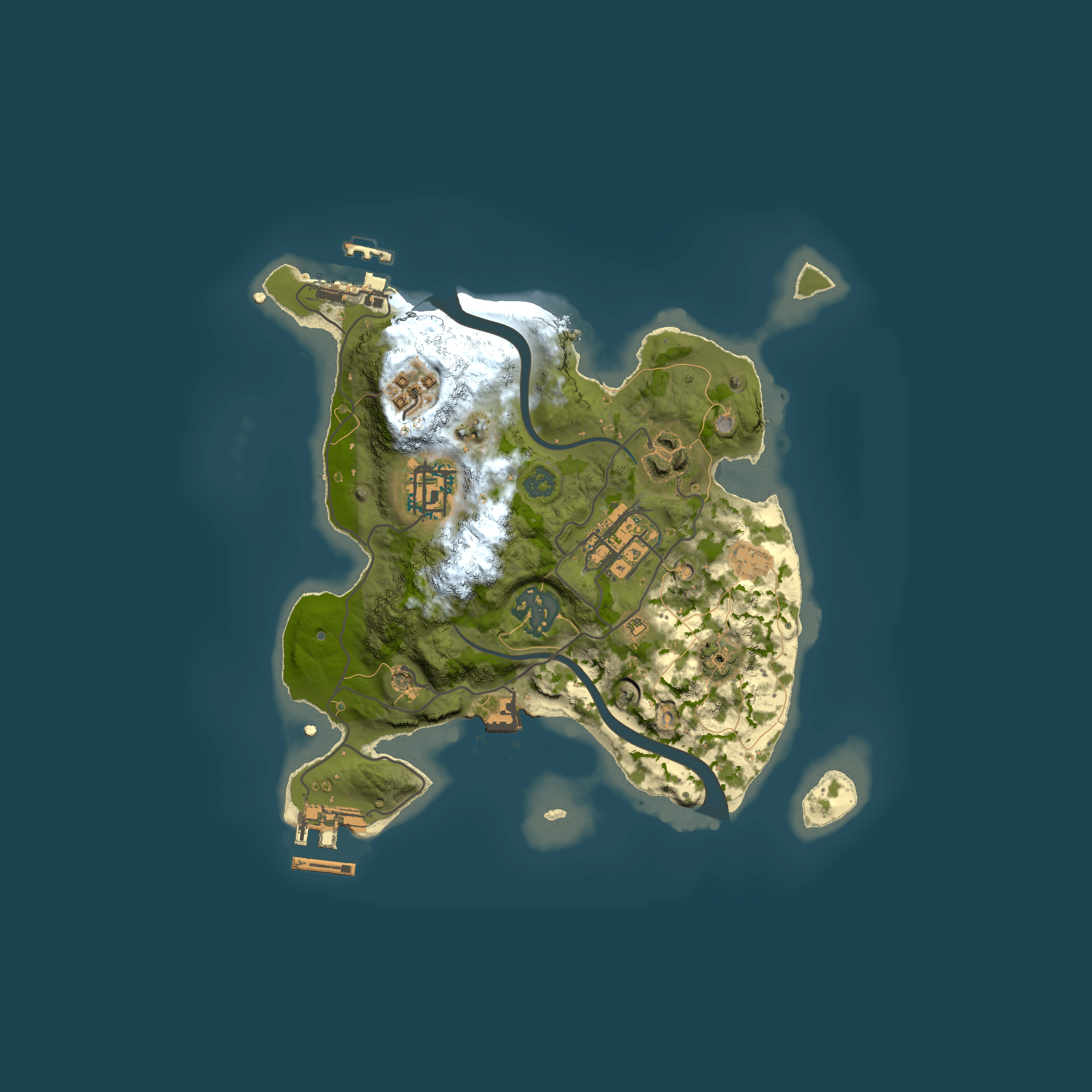 Full top-down render of Rust map seed 1580864691, 2500x2500m