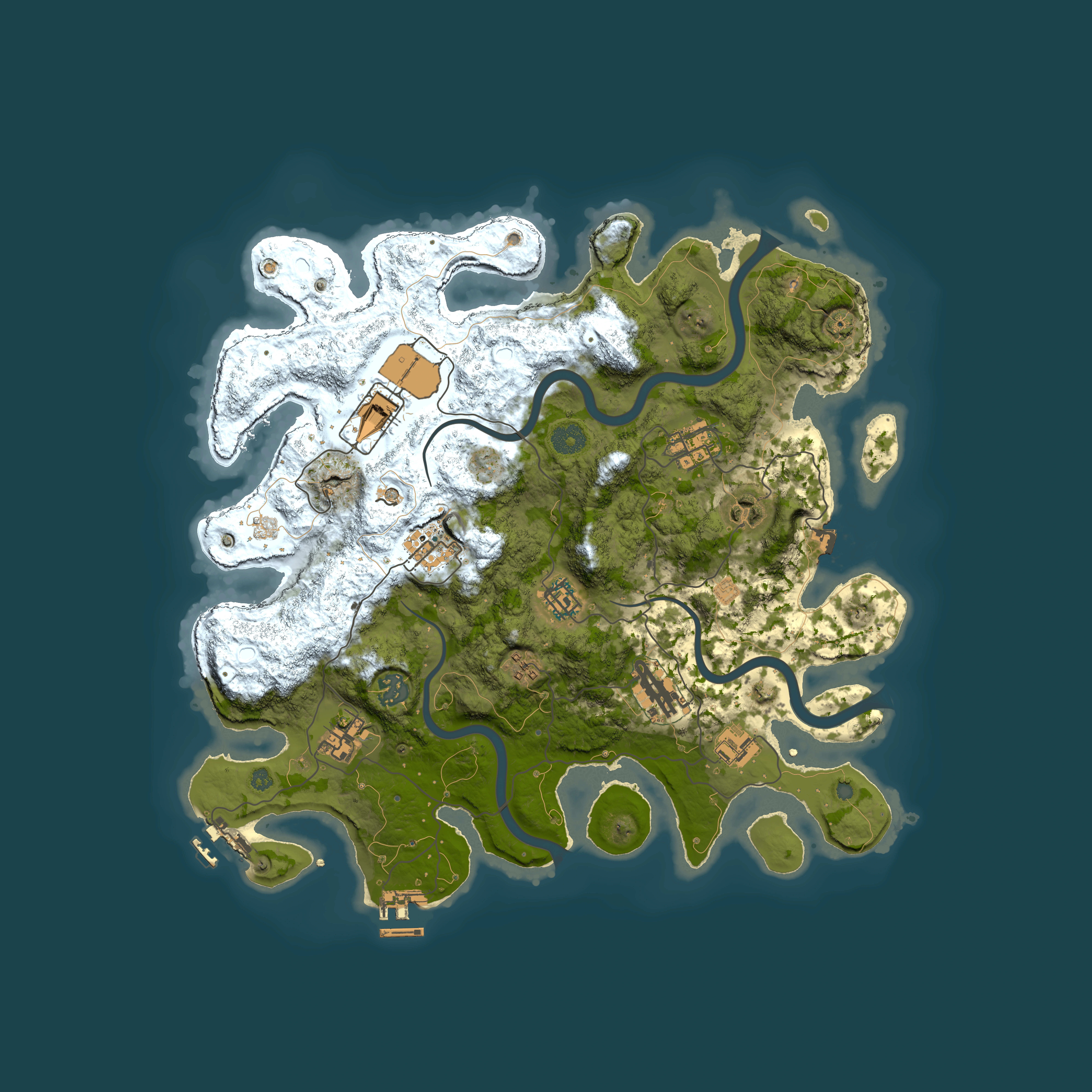 Full top-down render of Rust map seed 1536256110, 3850x3850m