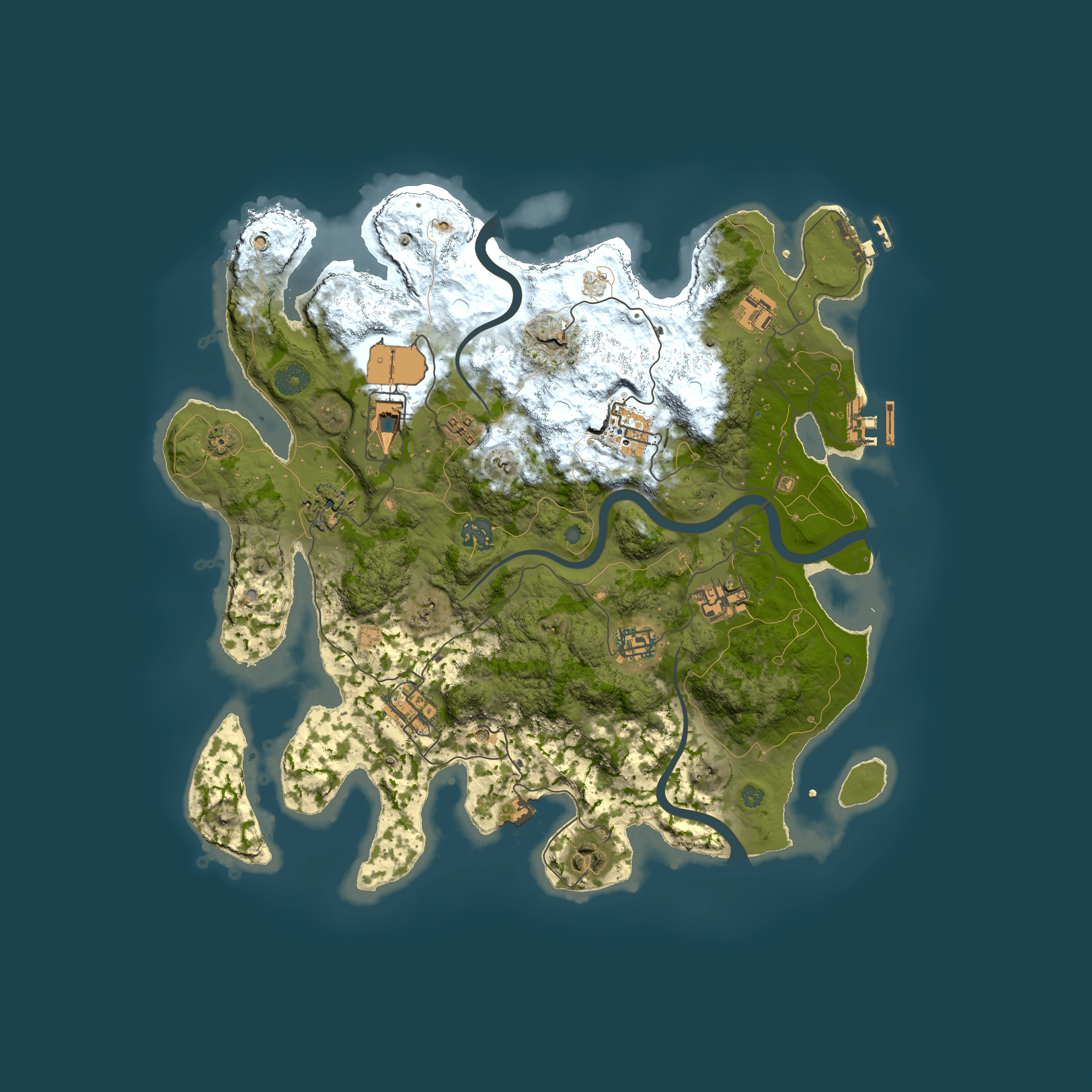 Full top-down render of Rust map seed 1920525428, 3800x3800m