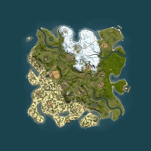 Rust map seed 1365889912, 3700x3700m top-down preview