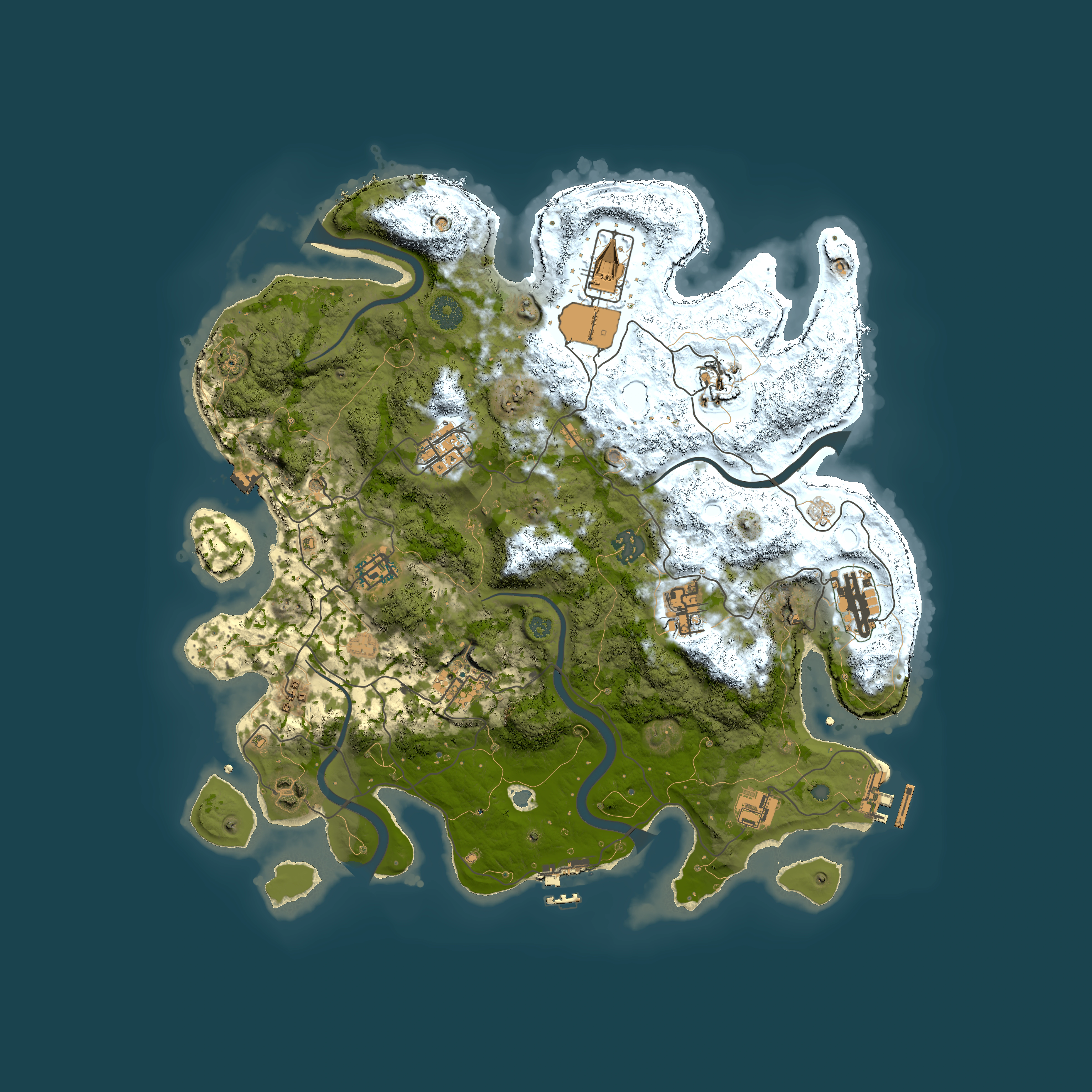 Full top-down render of Rust map seed 539685125, 3850x3850m
