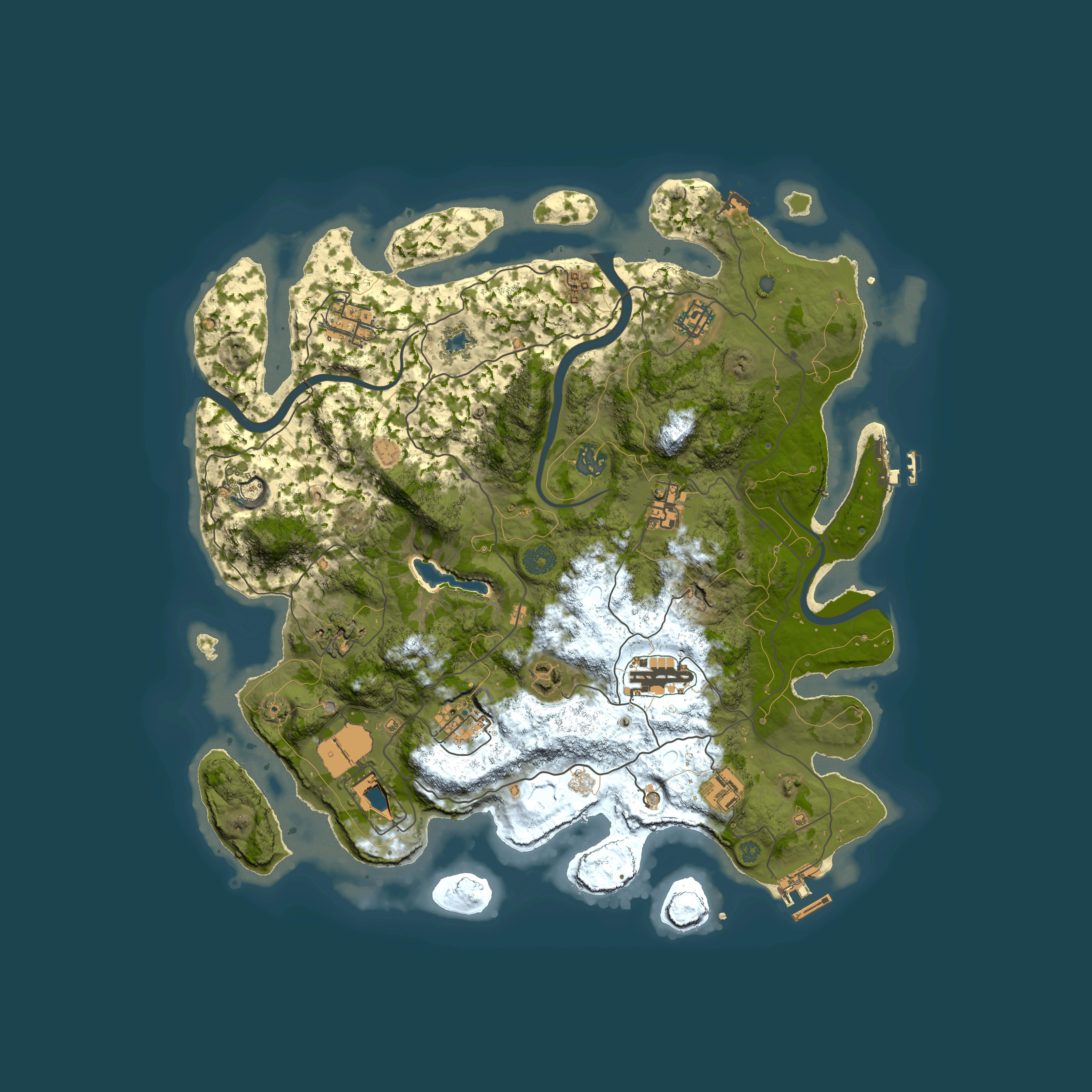 Full top-down render of Rust map seed 2008405208, 4000x4000m