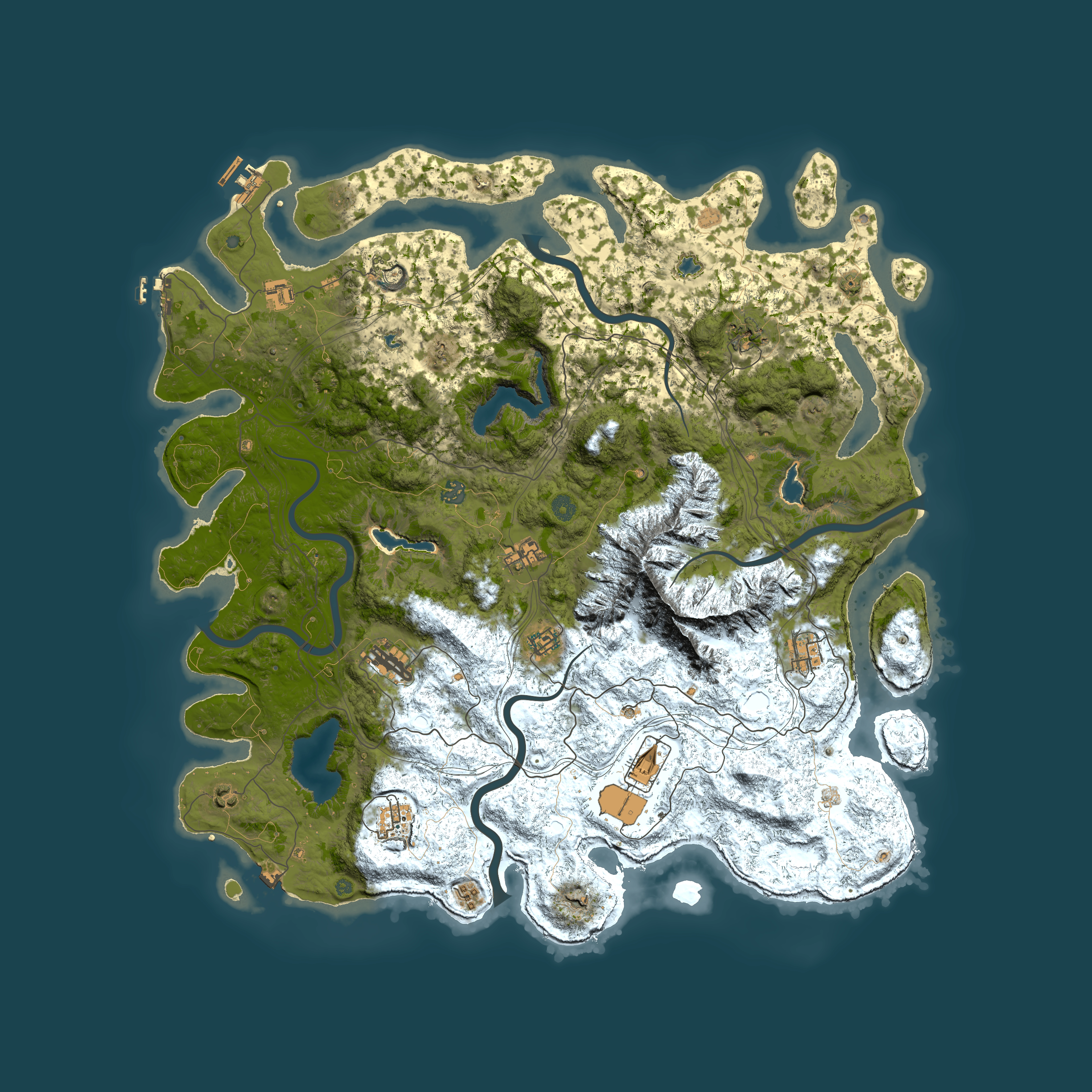 Full top-down render of Rust map seed 1150378991, 5150x5150m