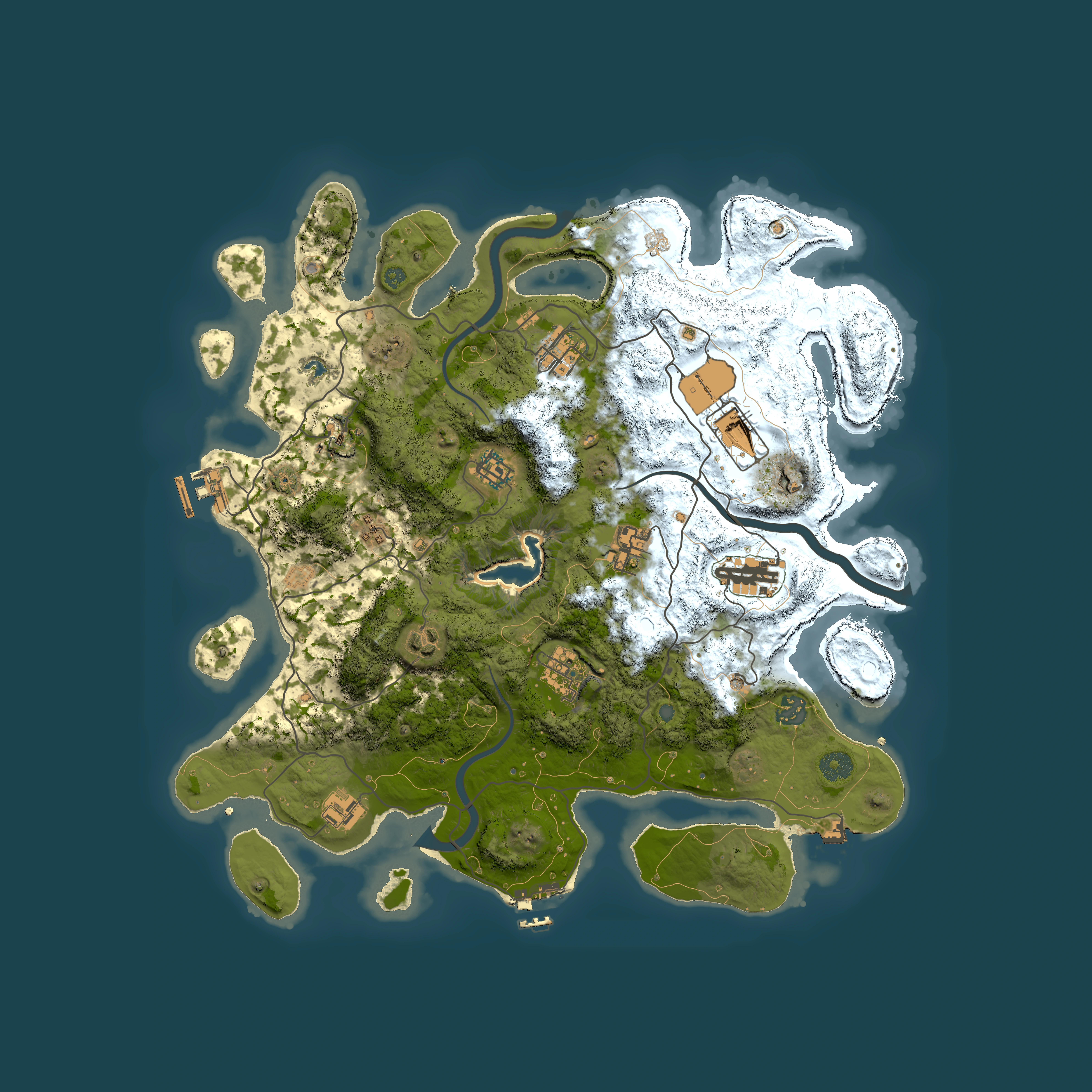Full top-down render of Rust map seed 1147940401, 4000x4000m