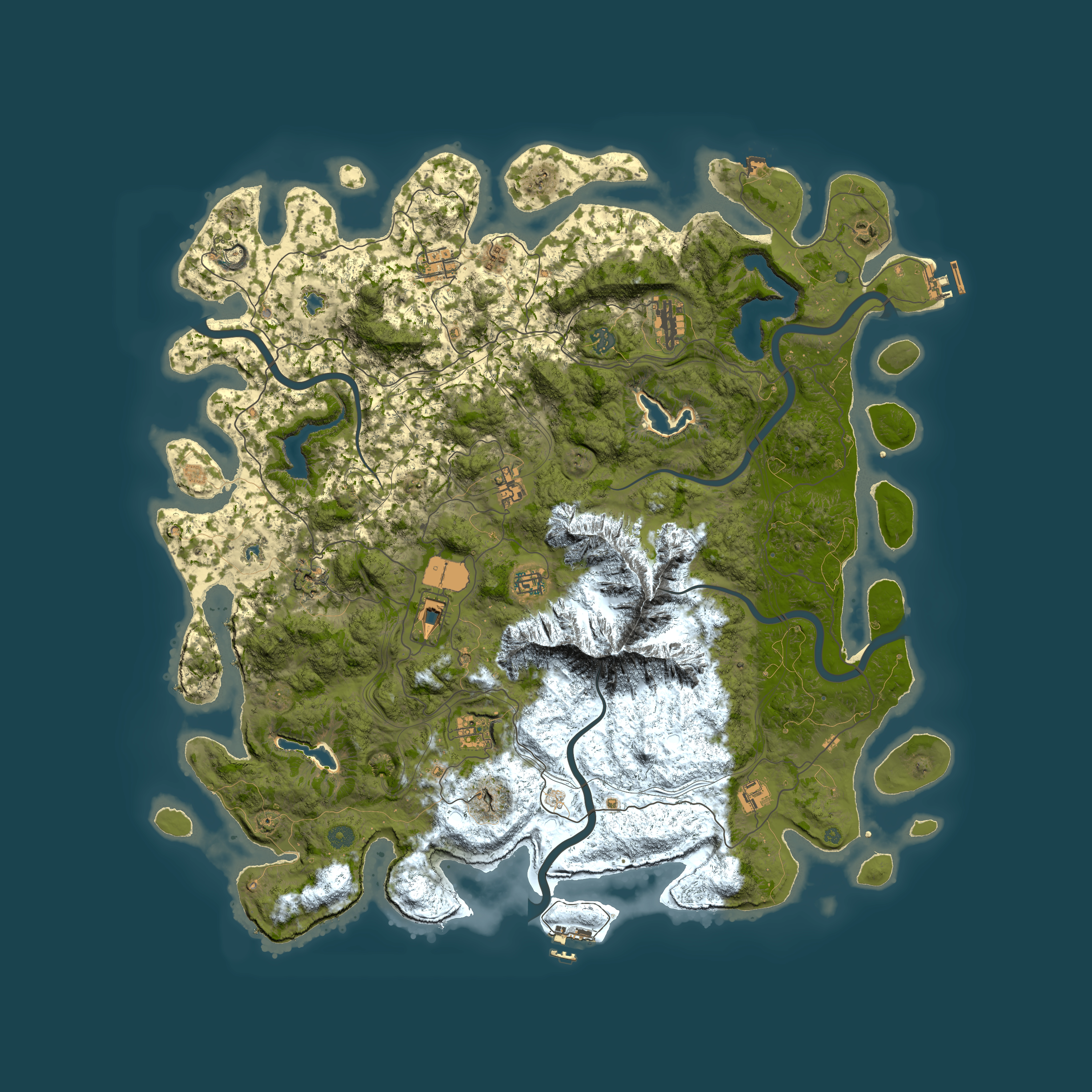 Full top-down render of Rust map seed 303079642, 5200x5200m