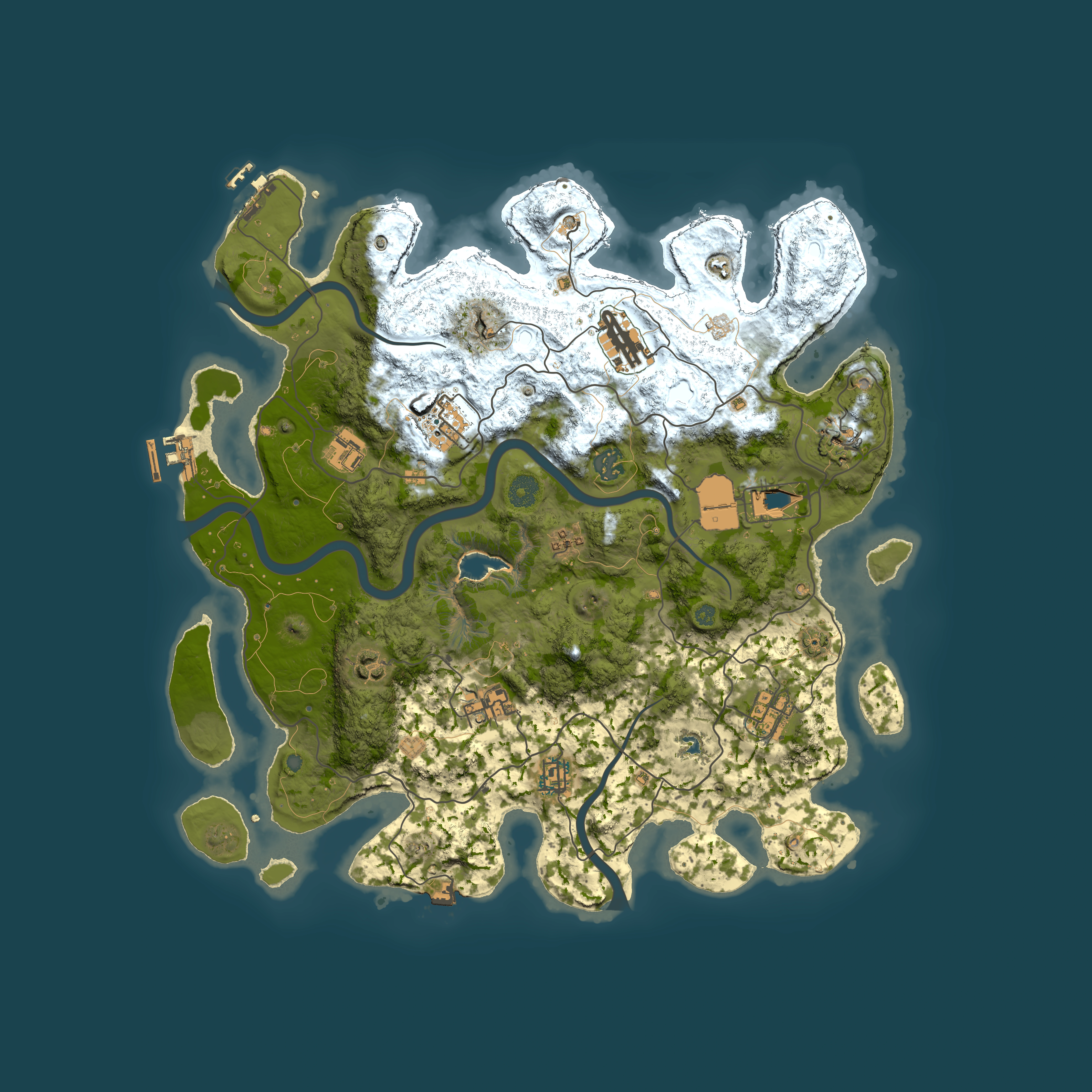 Full top-down render of Rust map seed 1453939160, 4000x4000m