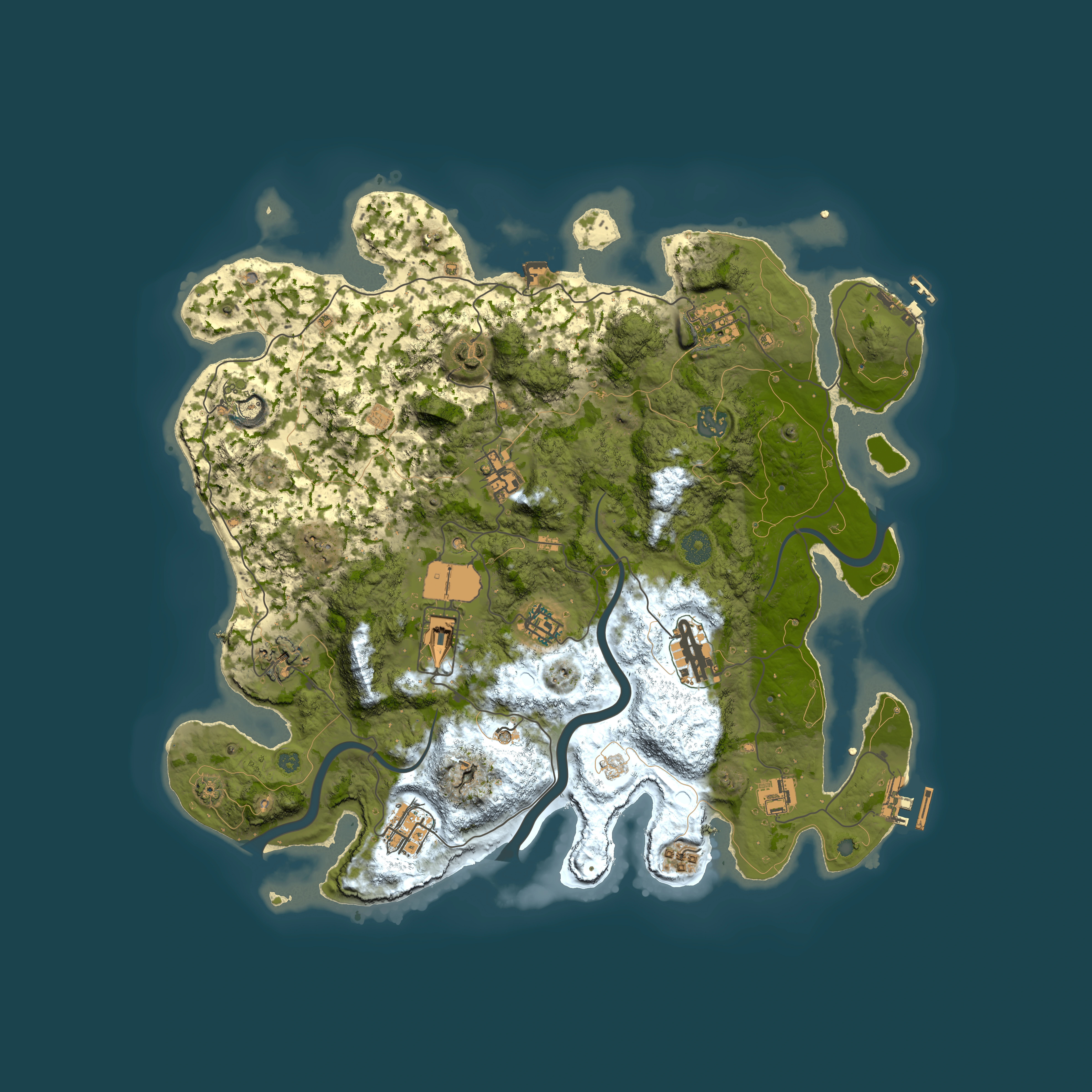 Full top-down render of Rust map seed 1052155161, 3950x3950m