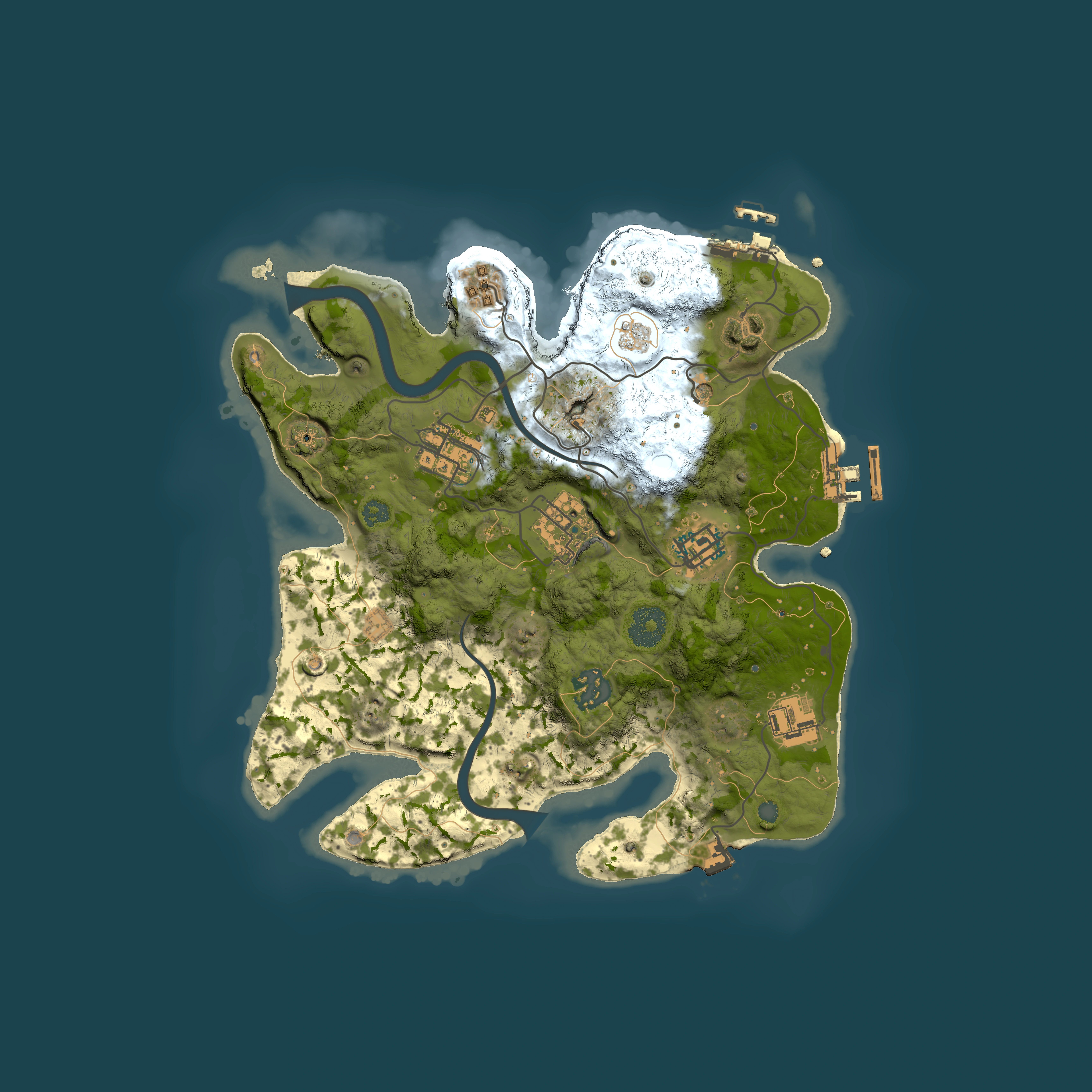 Full top-down render of Rust map seed 1707476108, 3000x3000m