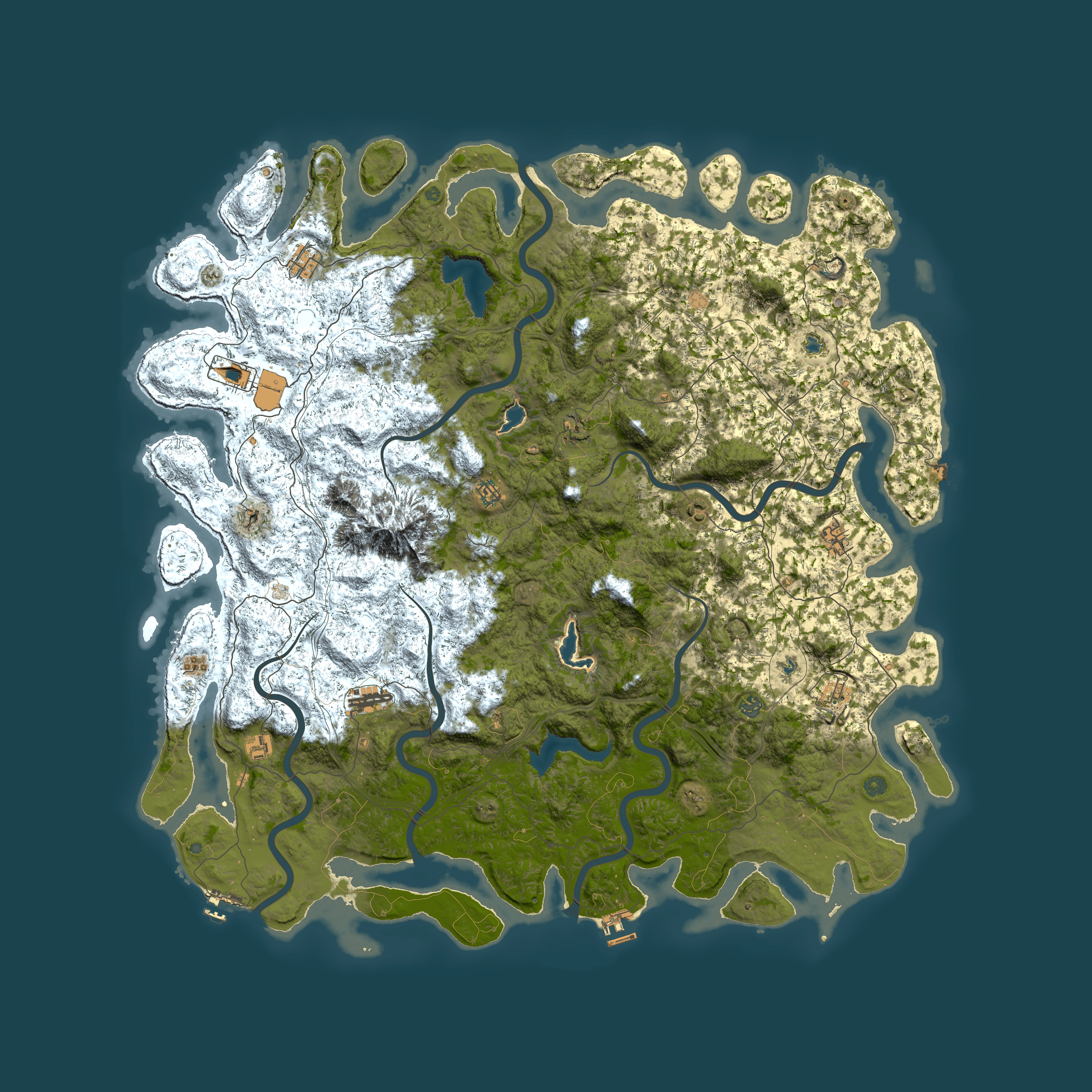 Full top-down render of Rust map seed 2046685493, 6000x6000m