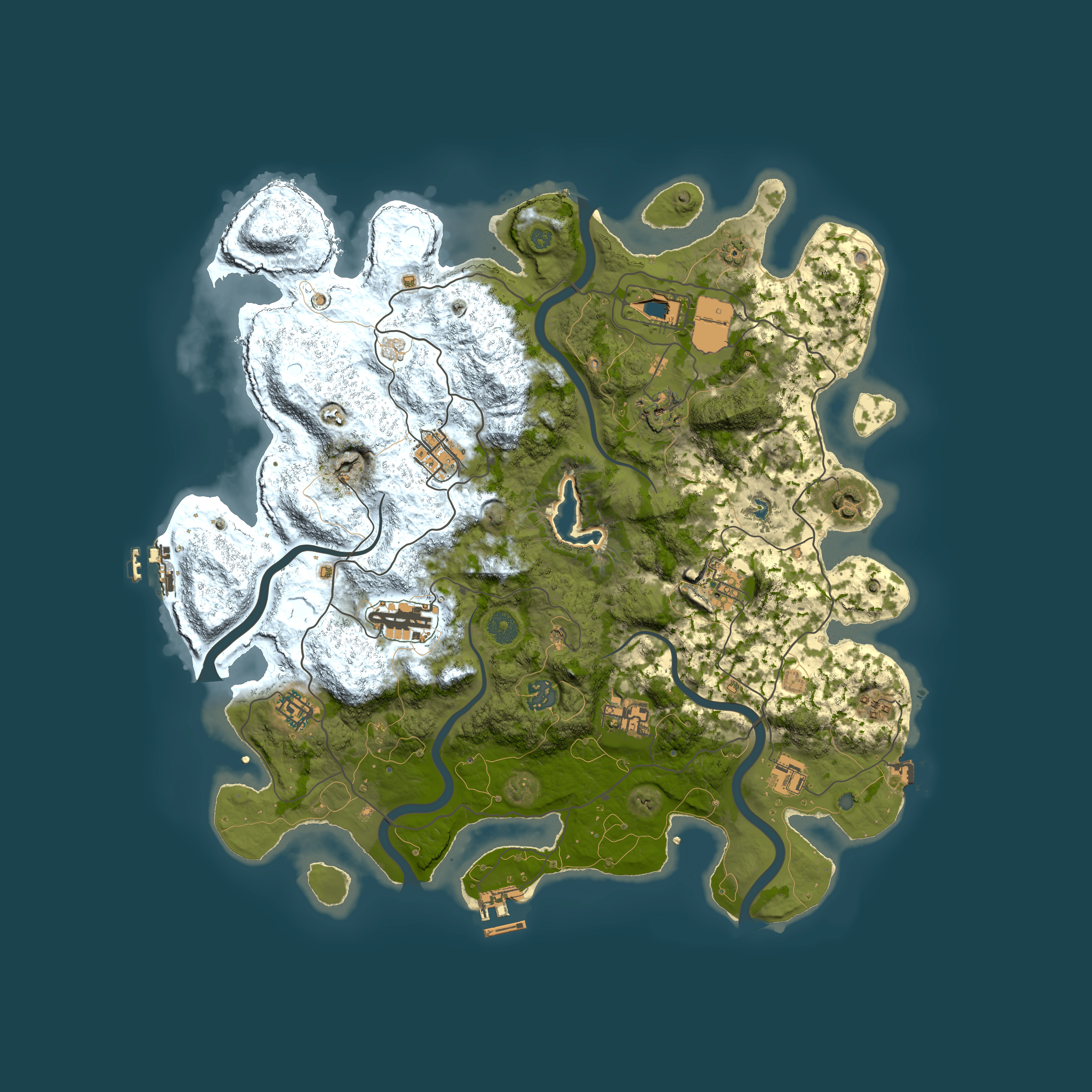 Full top-down render of Rust map seed 205710552, 4050x4050m