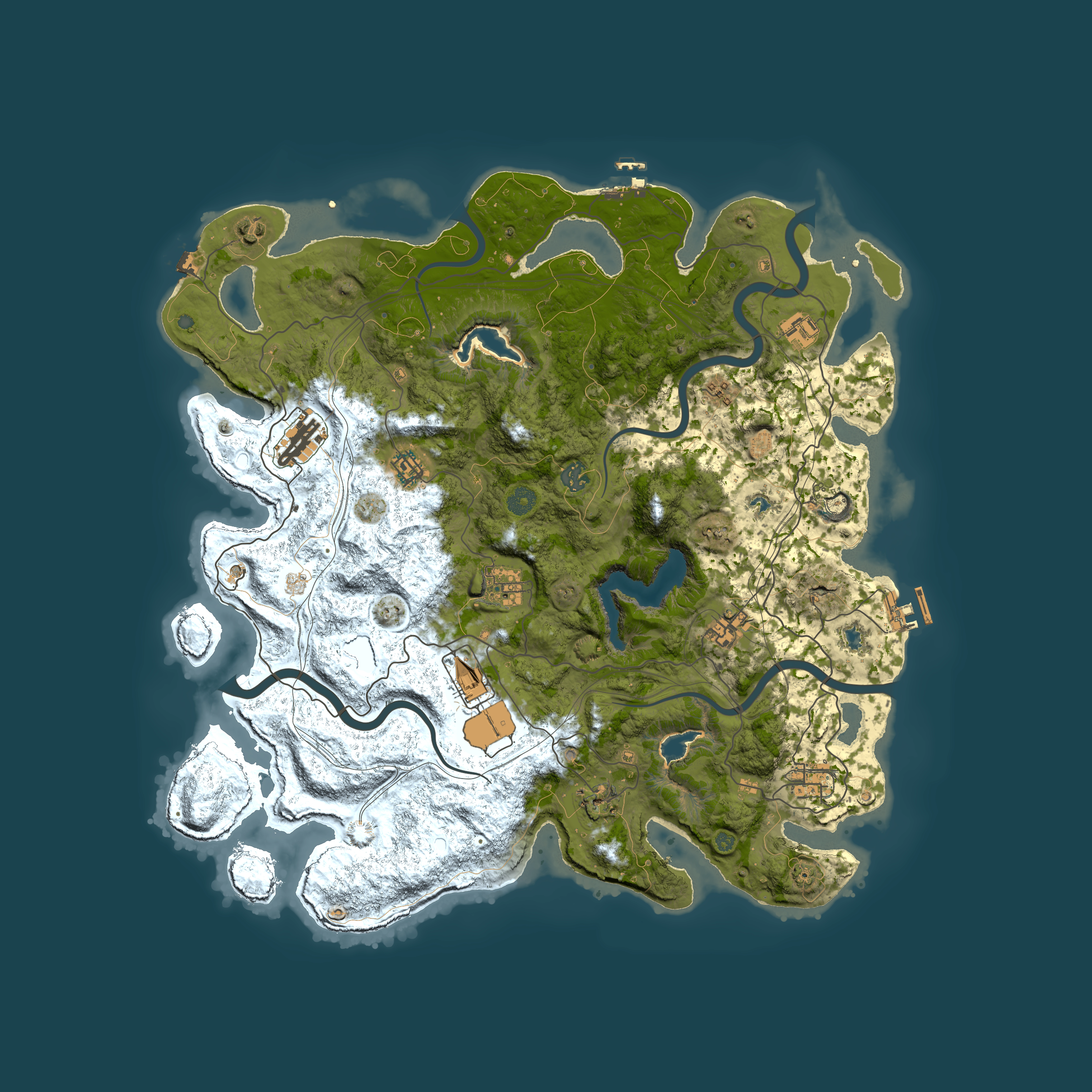 Full top-down render of Rust map seed 1991524829, 4500x4500m