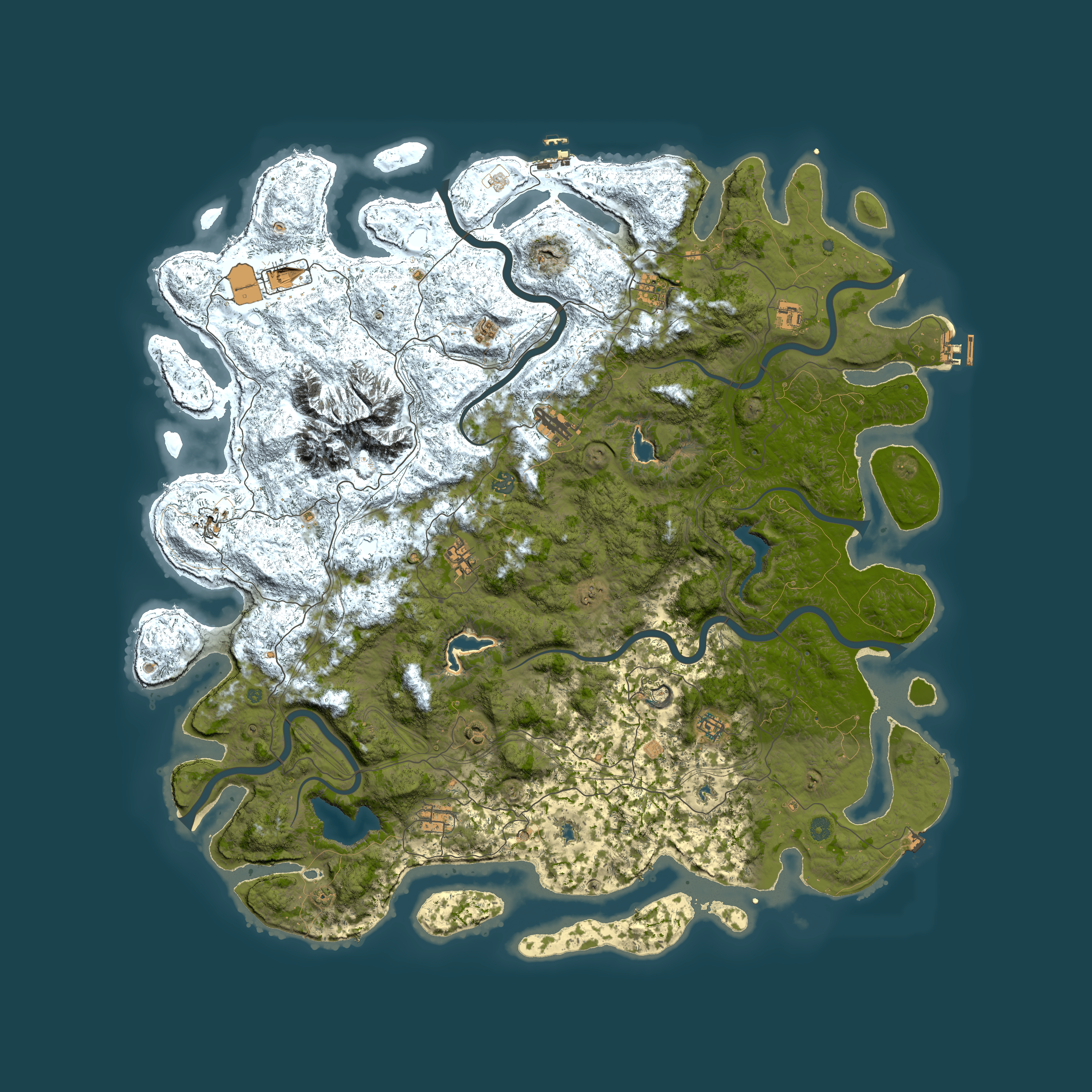 Full top-down render of Rust map seed 485736322, 5750x5750m