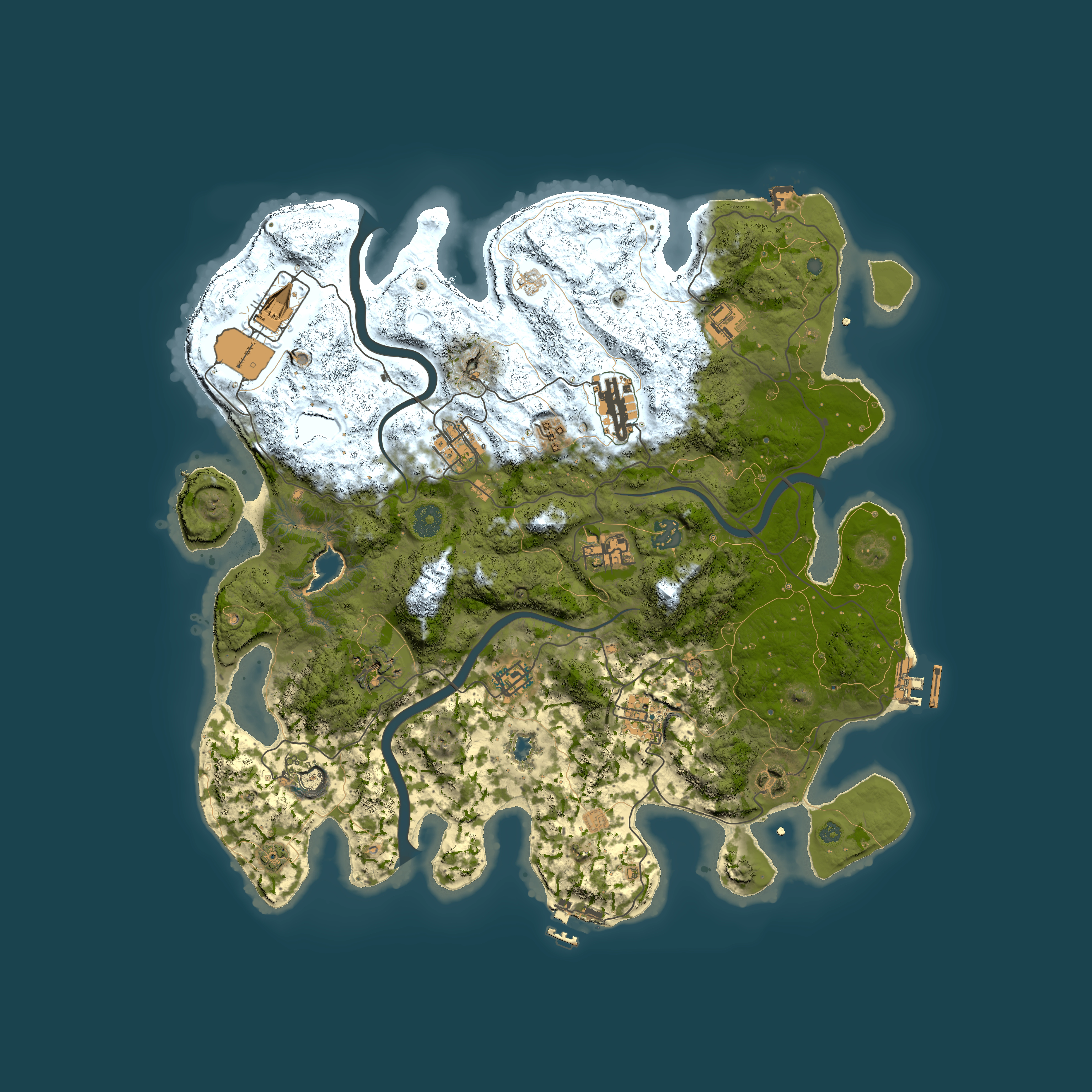 Full top-down render of Rust map seed 1035199985, 4000x4000m