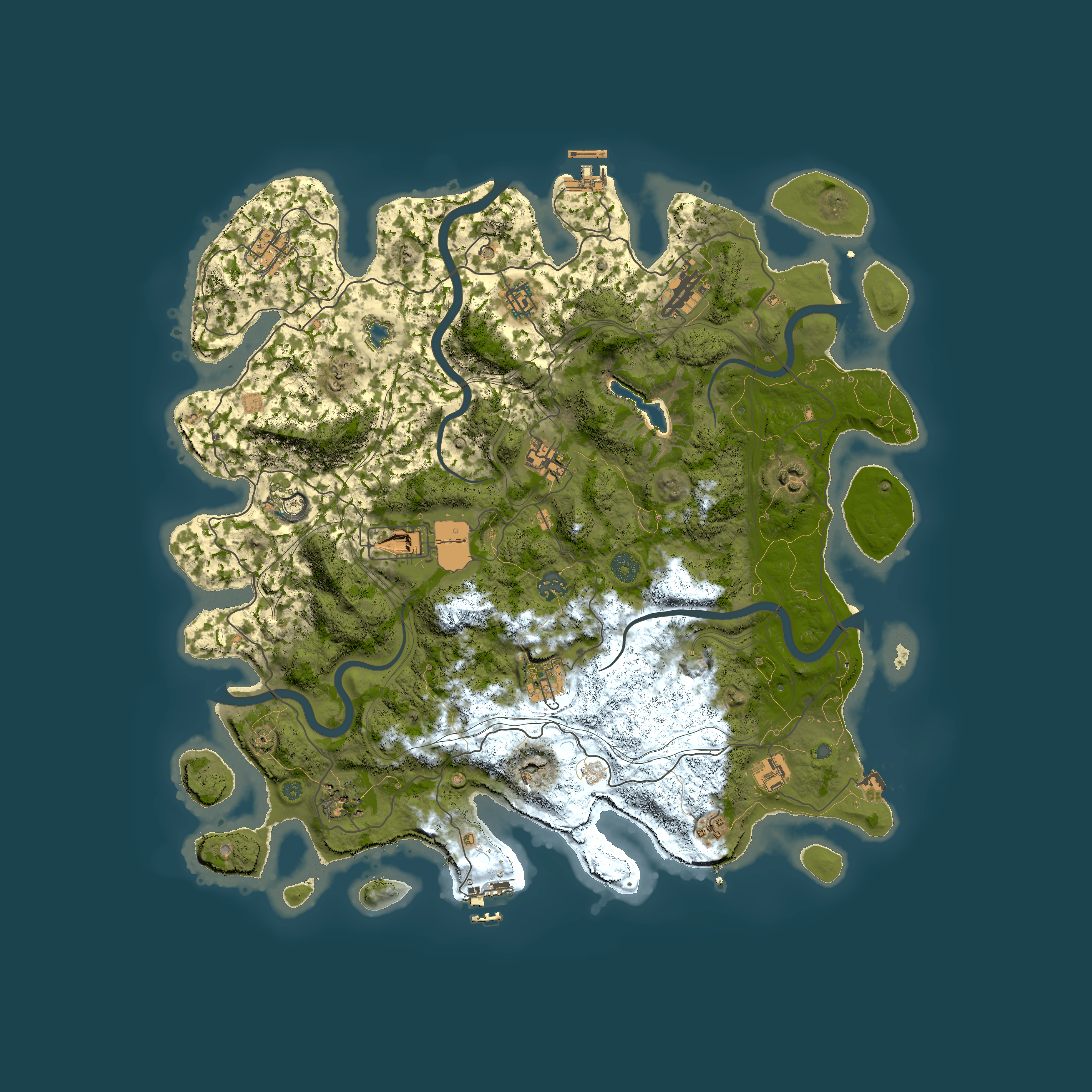 Full top-down render of Rust map seed 966543870, 4400x4400m