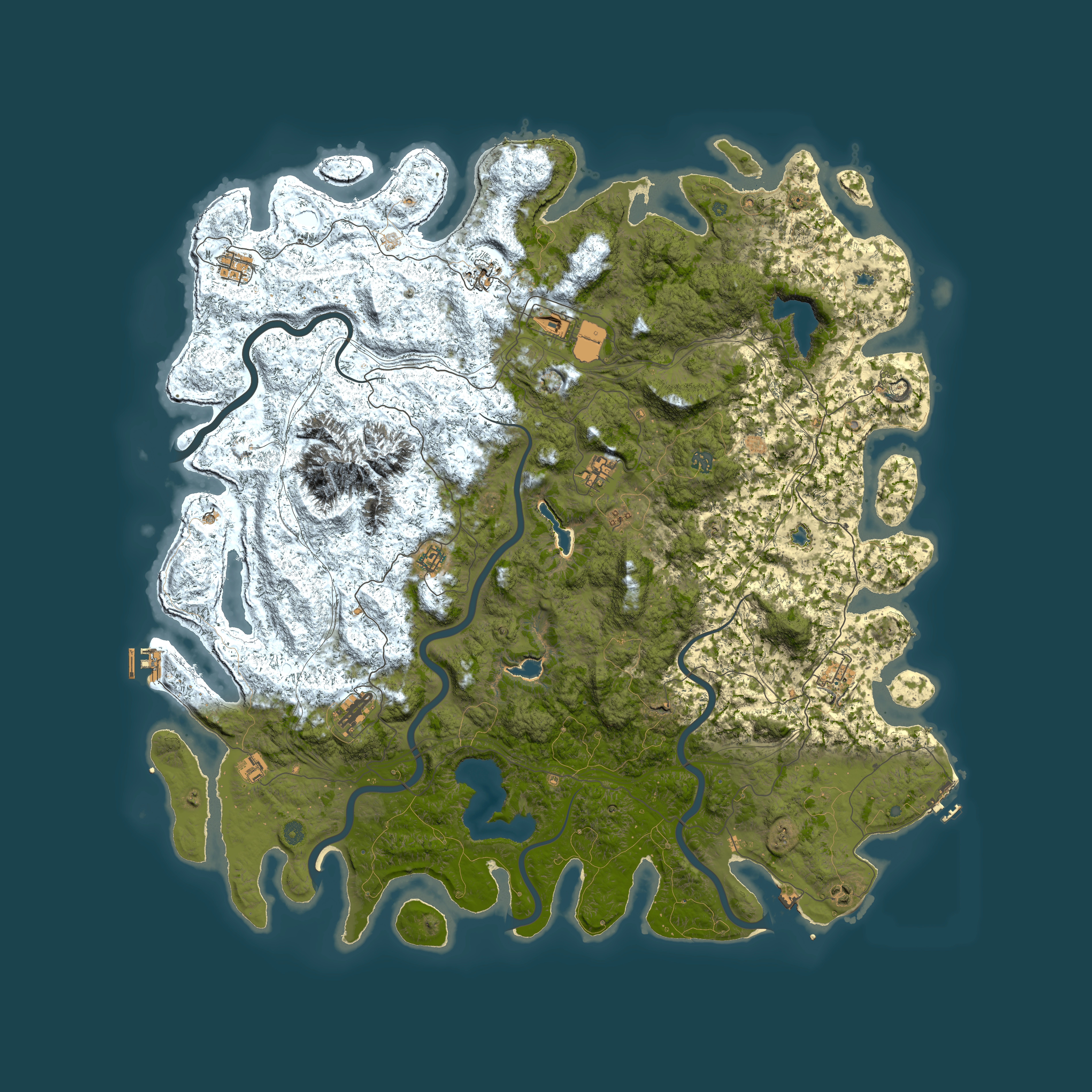 Full top-down render of Rust map seed 1299936690, 5850x5850m