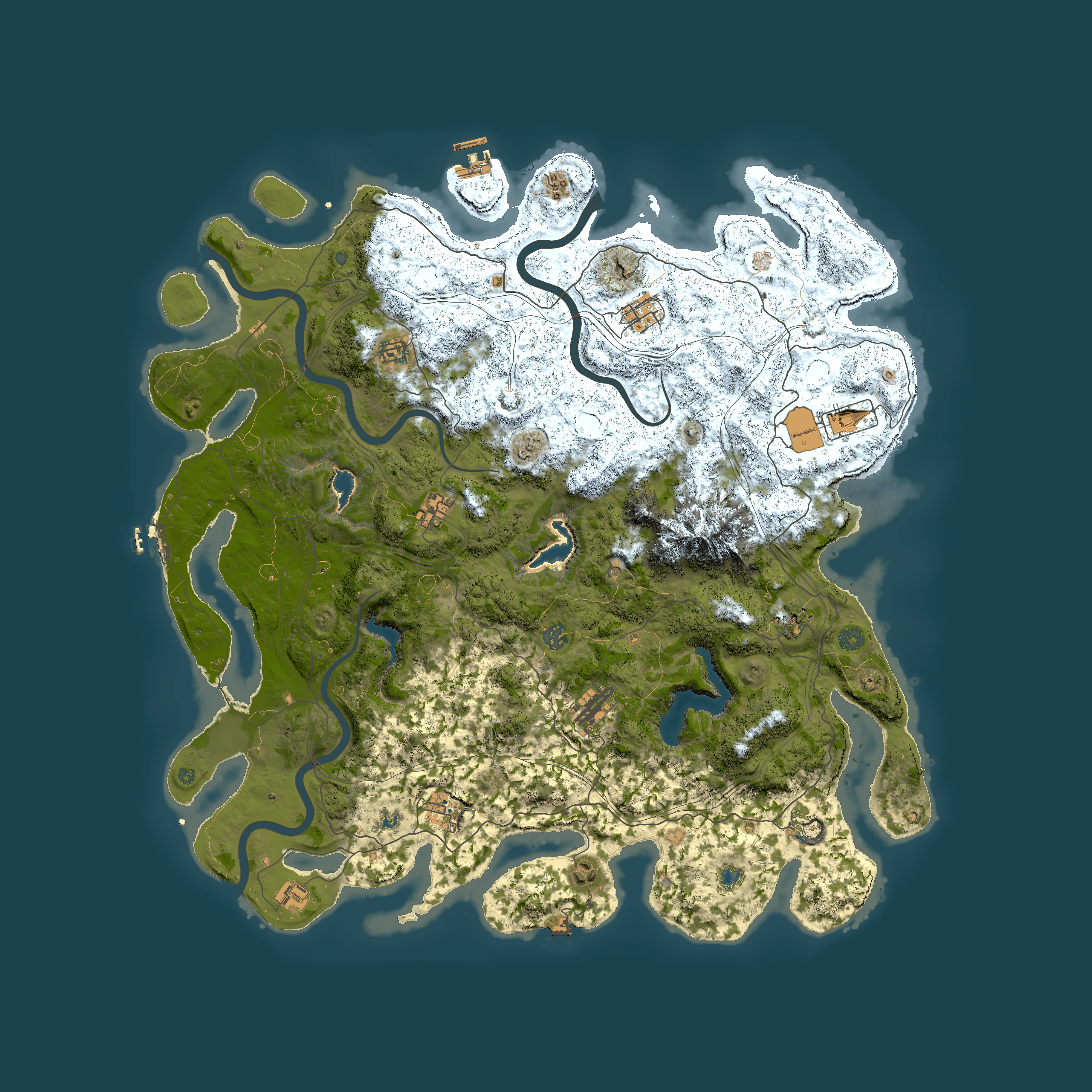 Full top-down render of Rust map seed 1537225221, 5150x5150m