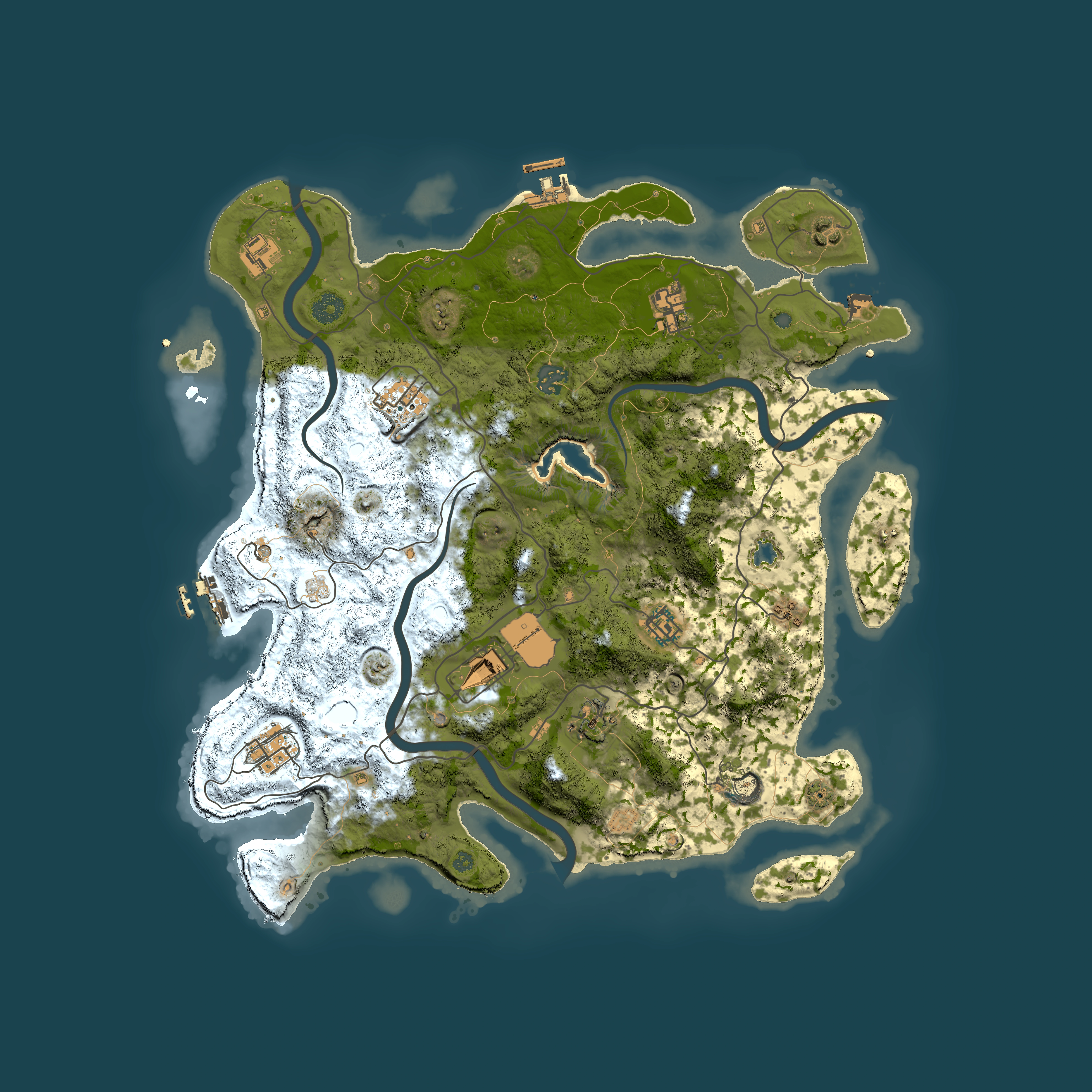Full top-down render of Rust map seed 2091155993, 4050x4050m