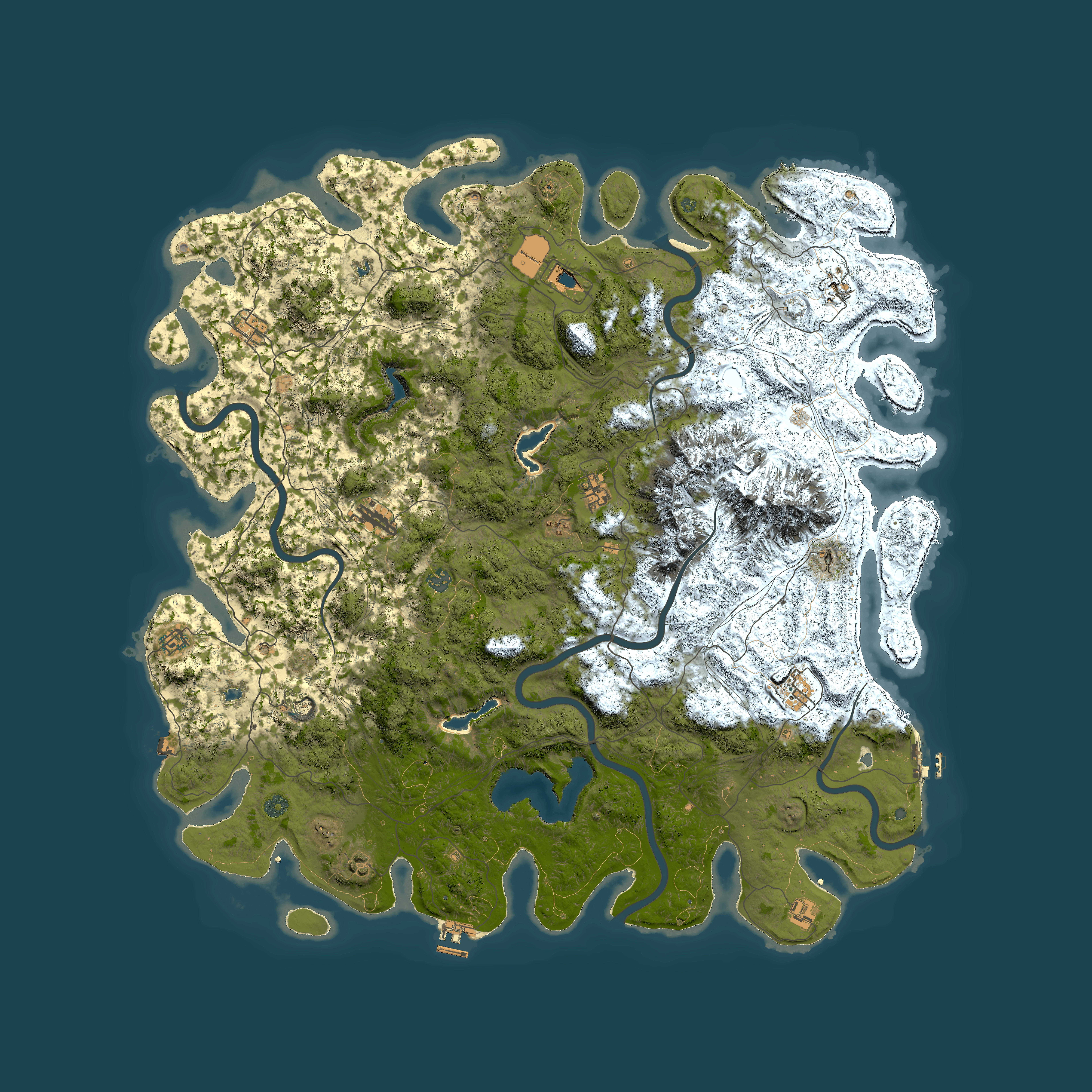 Full top-down render of Rust map seed 1258083889, 5600x5600m