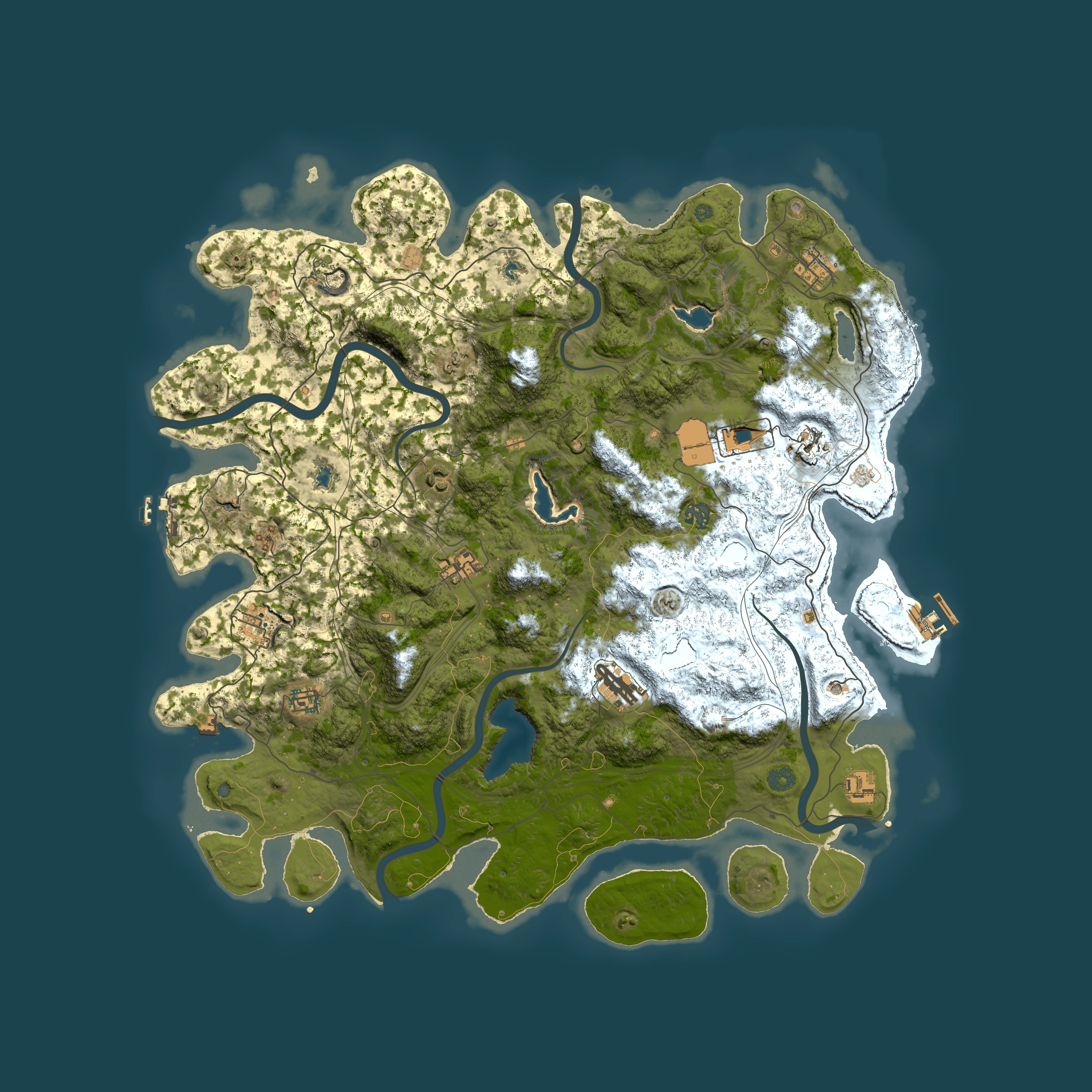 Full top-down render of Rust map seed 1443994773, 4850x4850m
