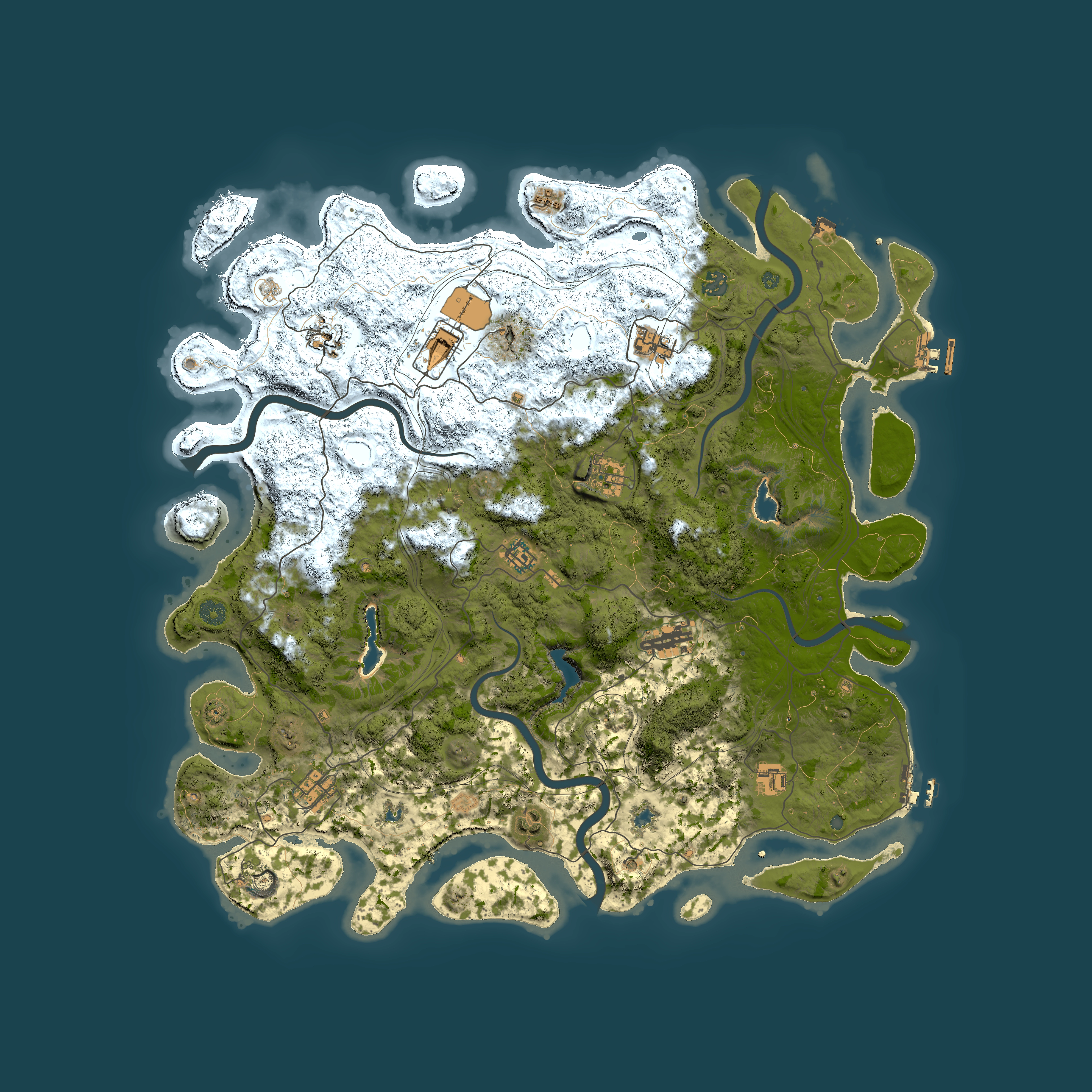Full top-down render of Rust map seed 1699220513, 4850x4850m