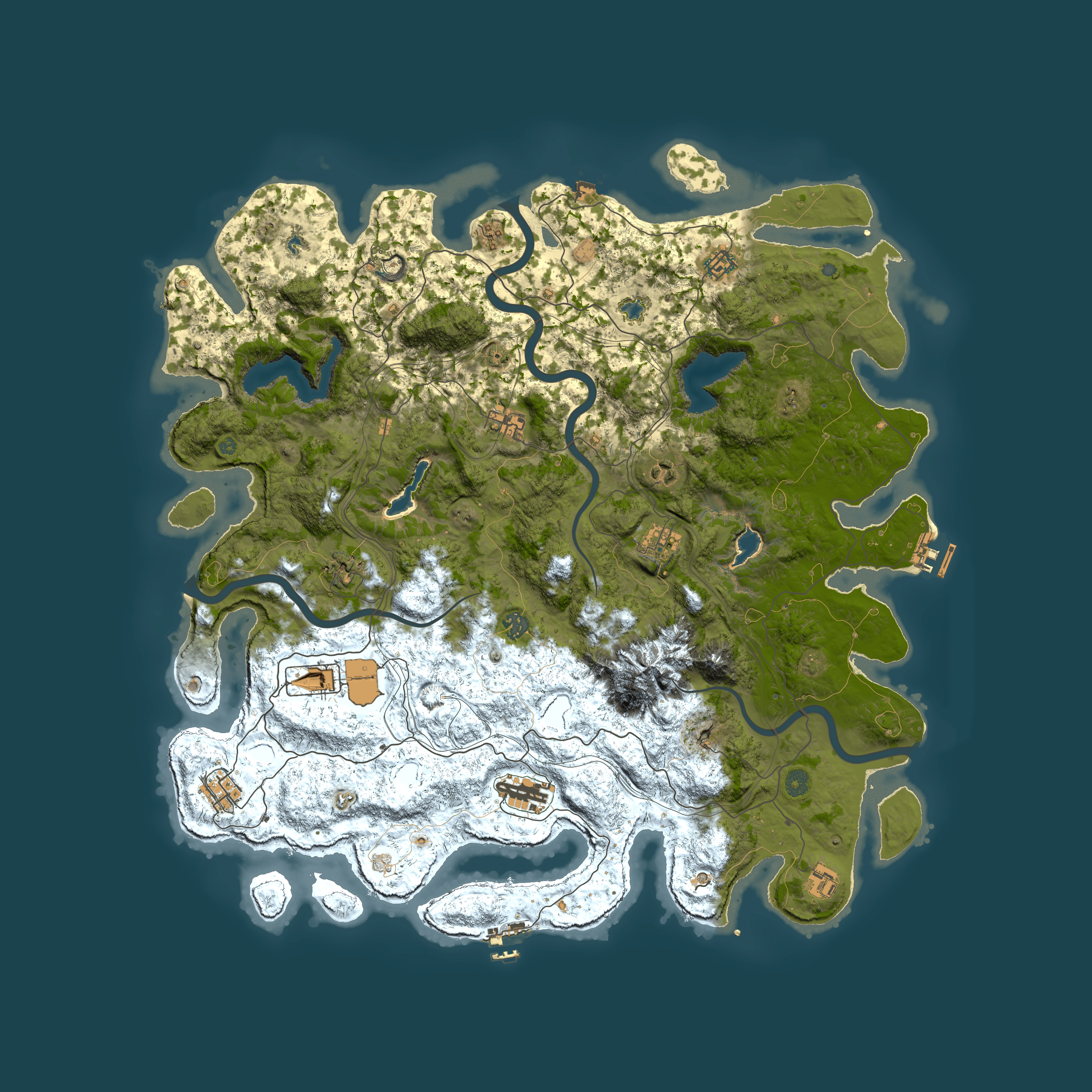 Full top-down render of Rust map seed 1851418207, 5000x5000m