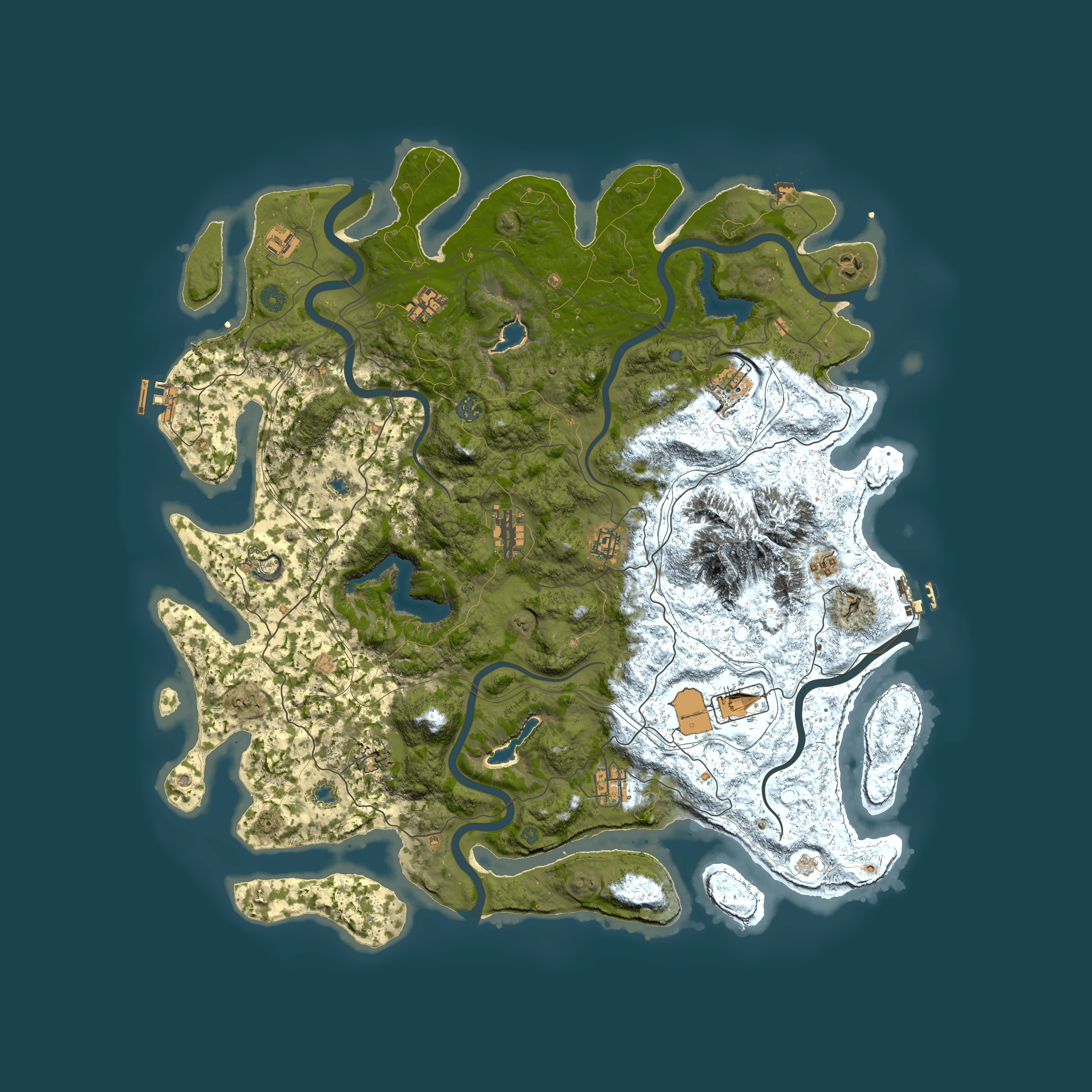Full top-down render of Rust map seed 294587, 5000x5000m