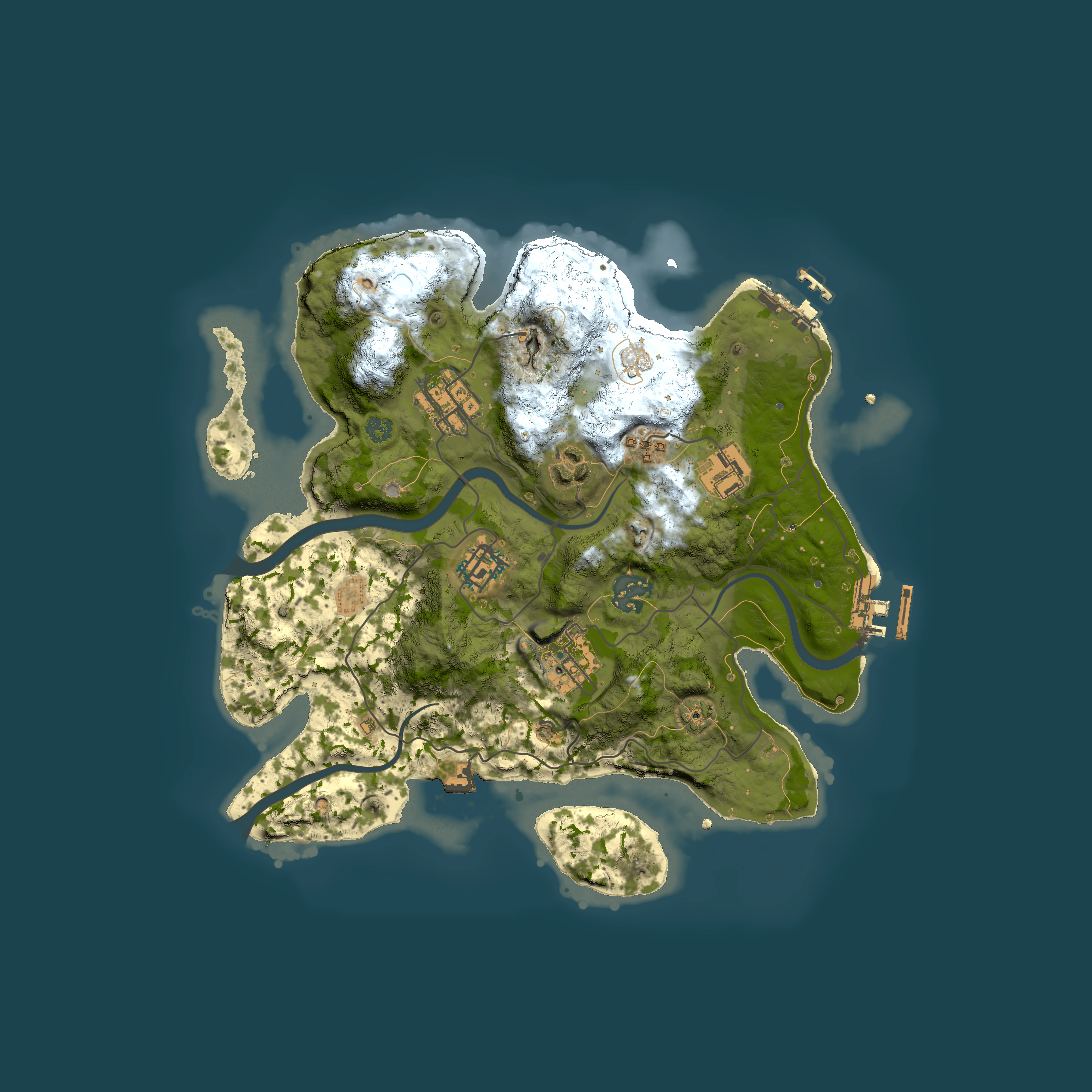 Full top-down render of Rust map seed 813636945, 3000x3000m