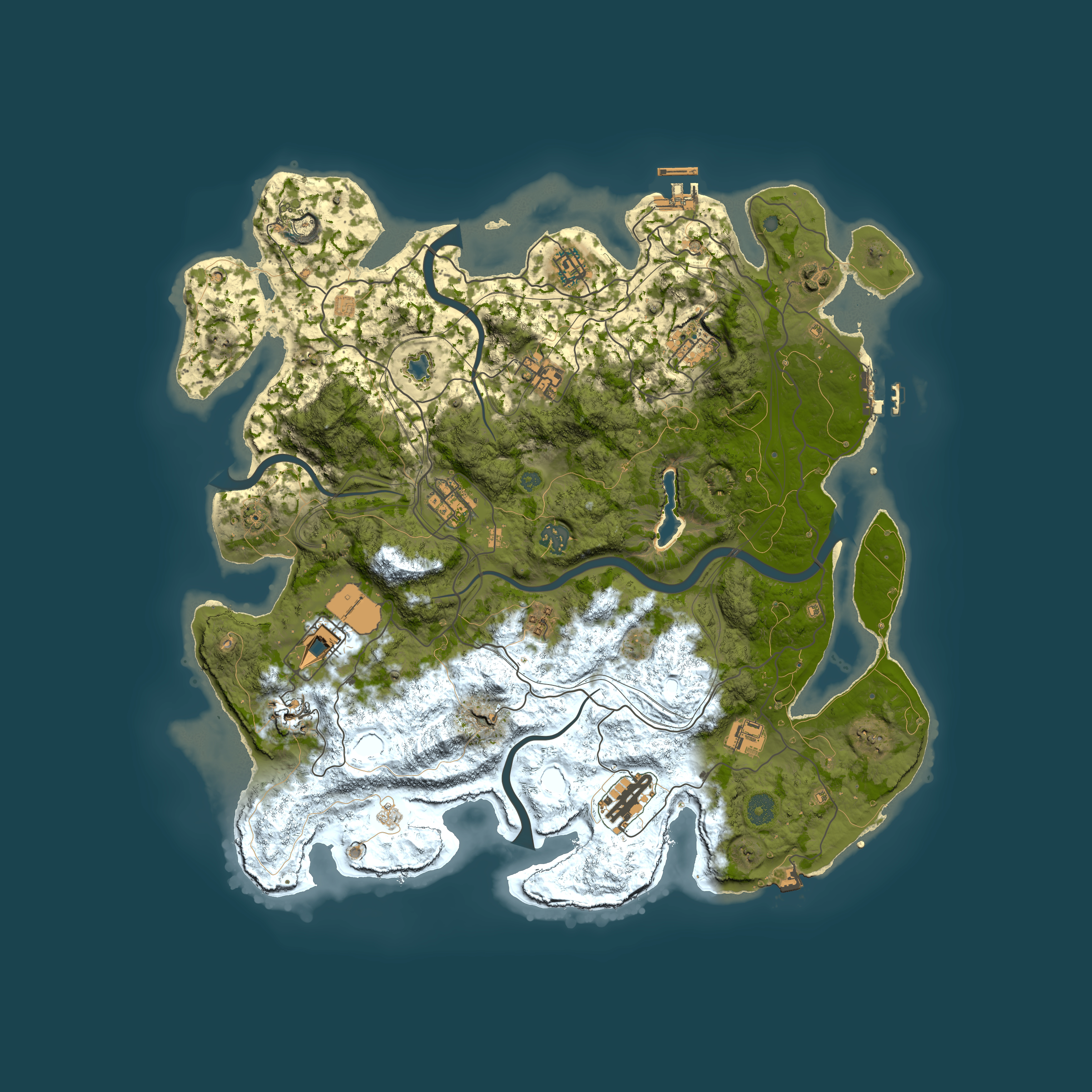 Full top-down render of Rust map seed 1993477041, 4250x4250m