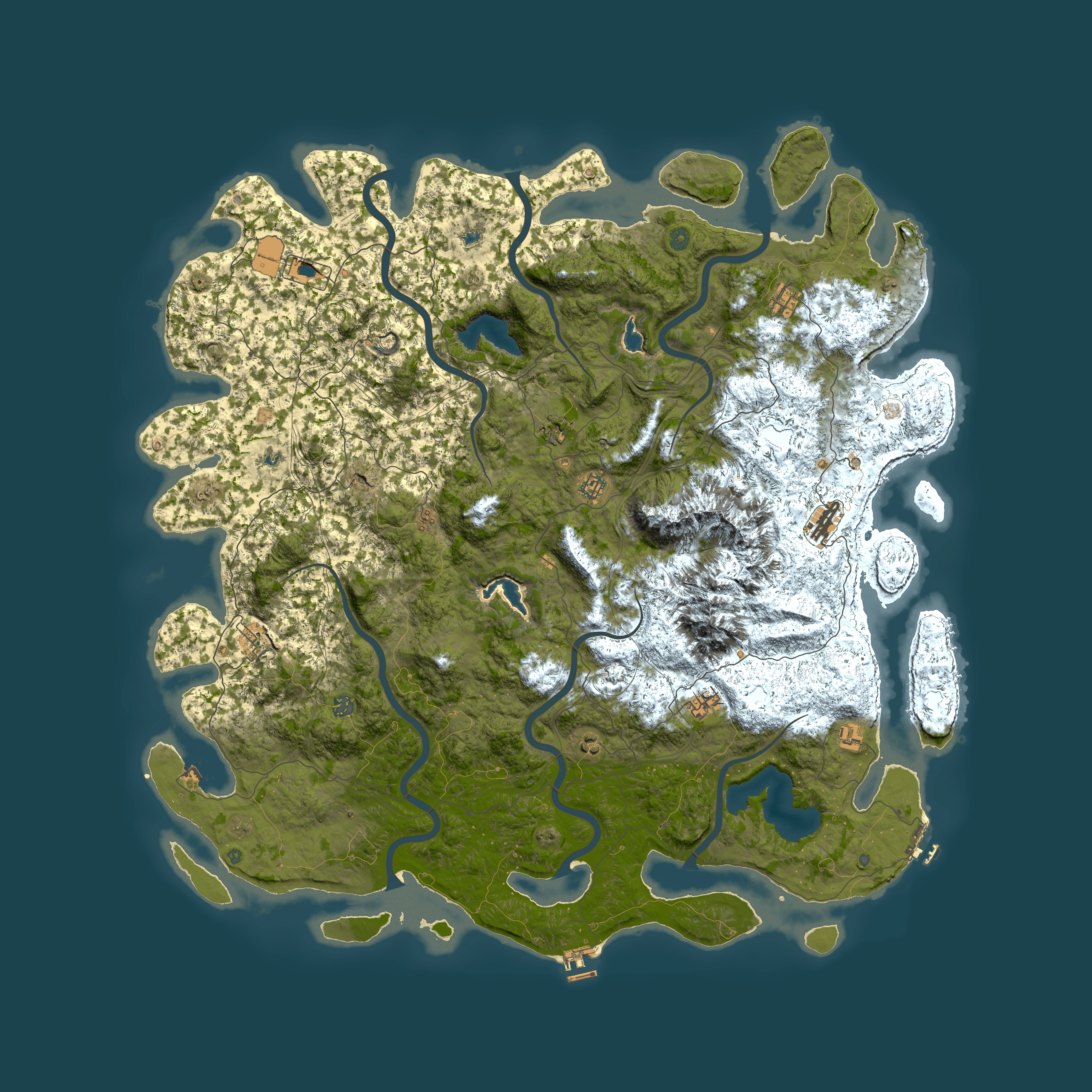 Full top-down render of Rust map seed 402828425, 6000x6000m