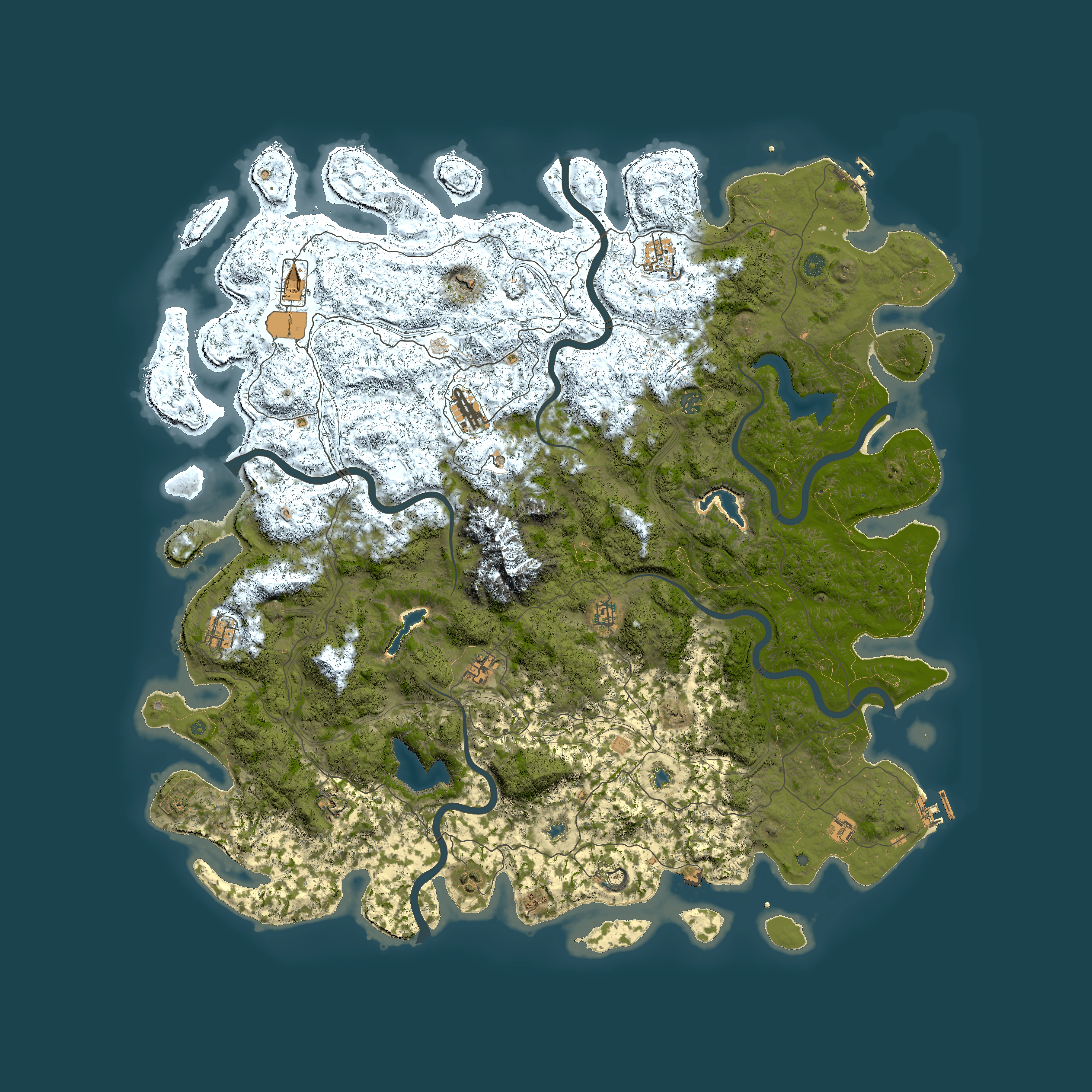 Full top-down render of Rust map seed 239887896, 5850x5850m
